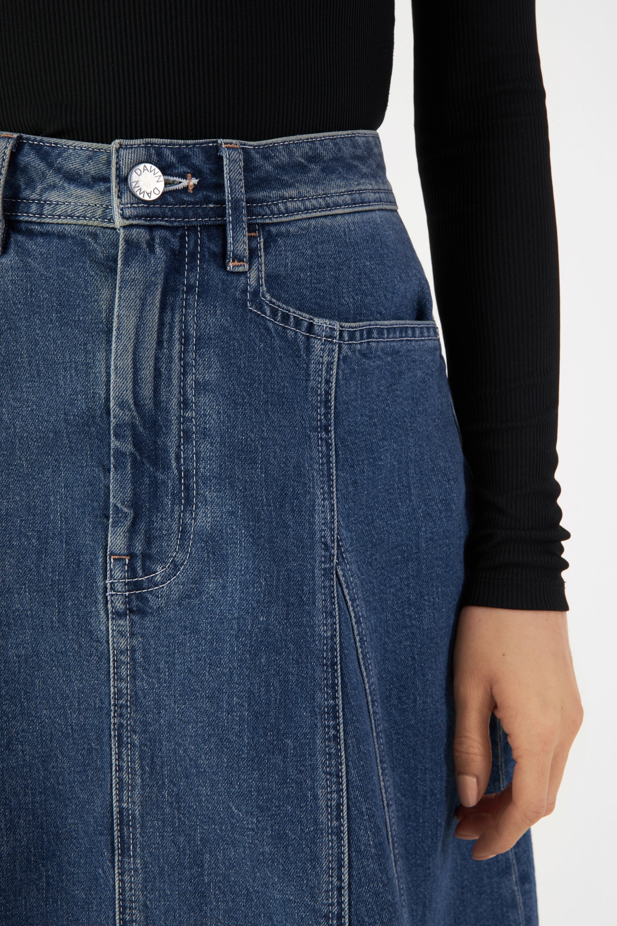 Blauer Midi-Rock Sol aus Bio-Baumwolle von Dawn Denim
