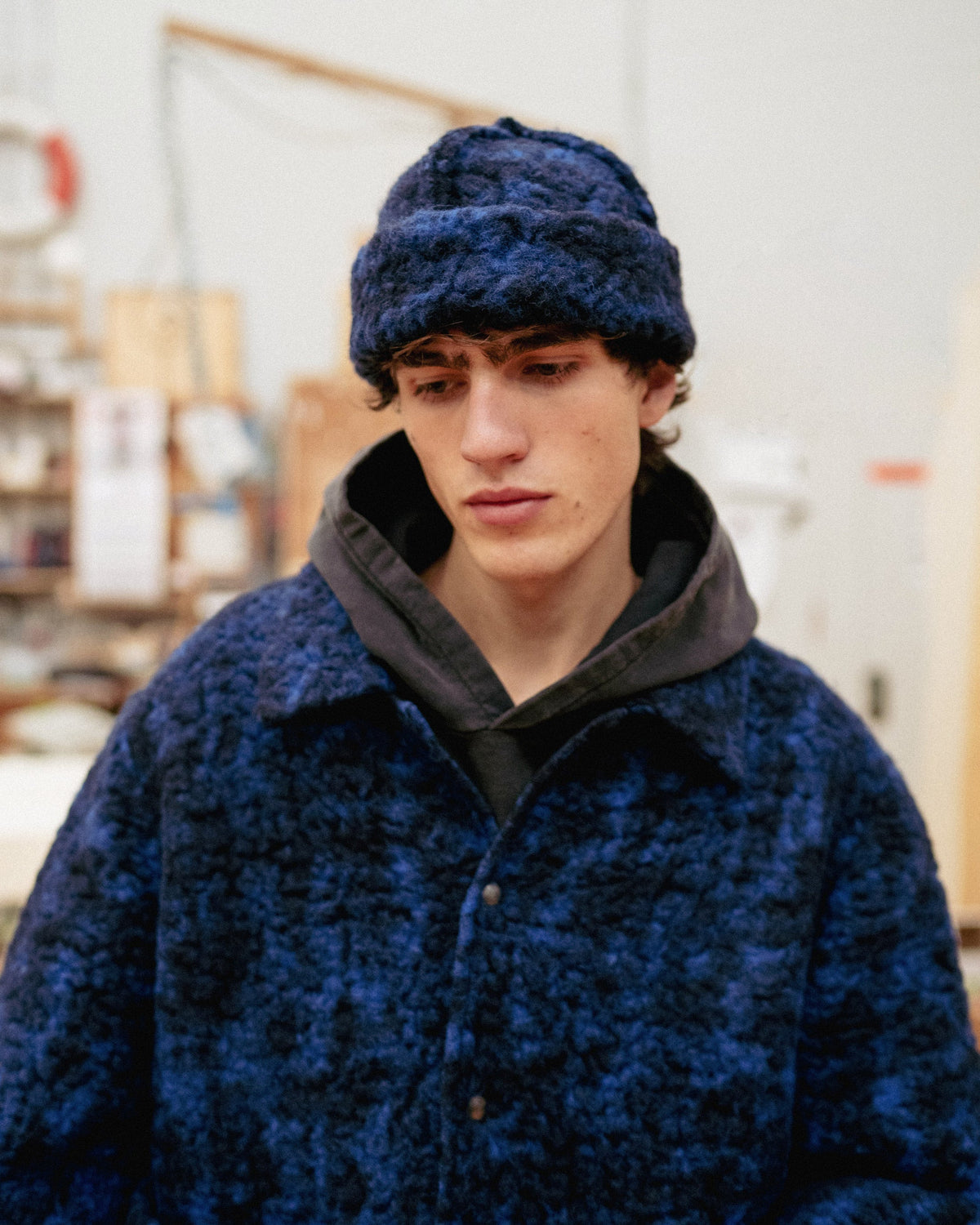 Sherpa Jacke aus Bio Wolle in Blau von Rotholz