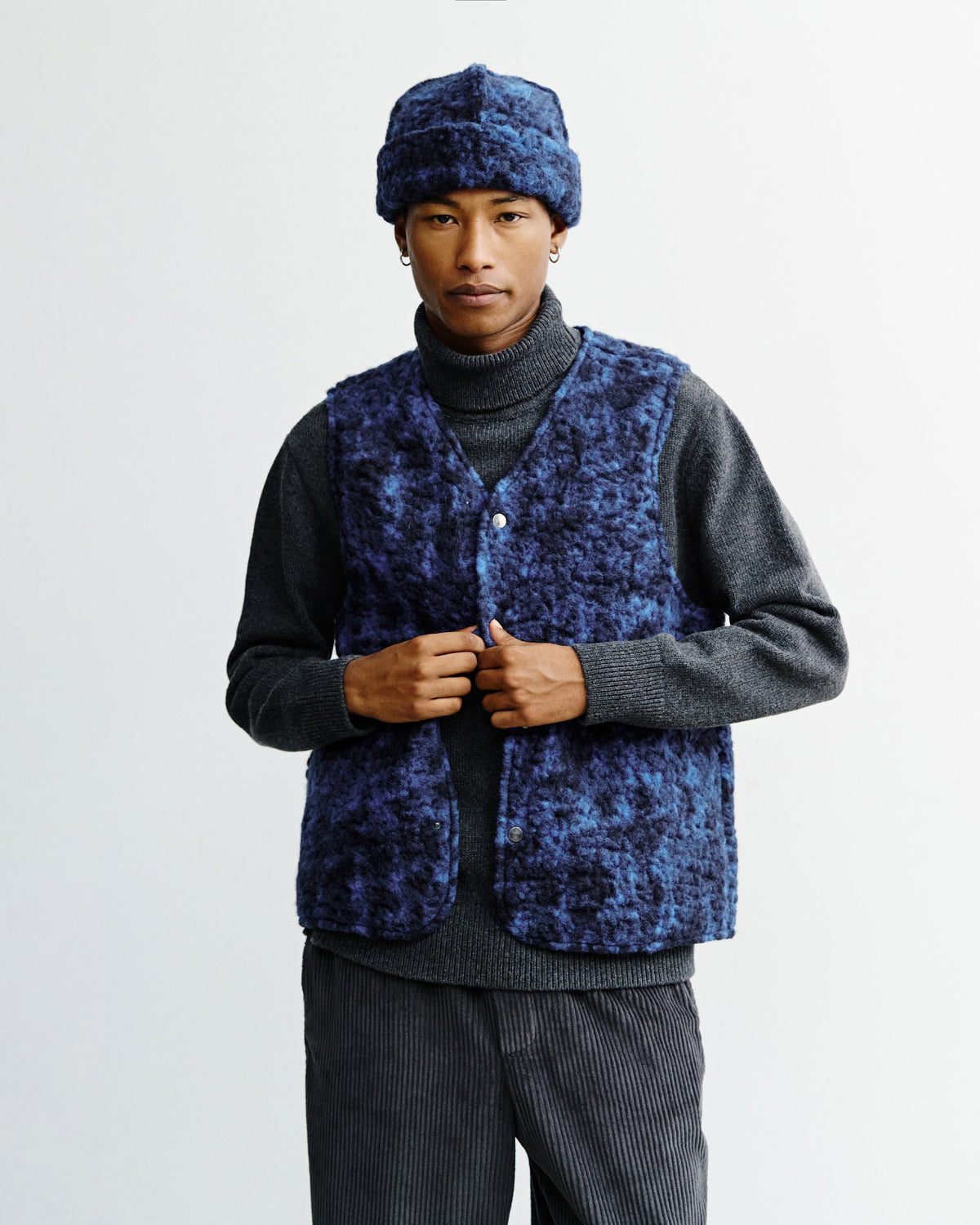 Blaue Weste Sherpa aus Bio-Wolle von Rotholz