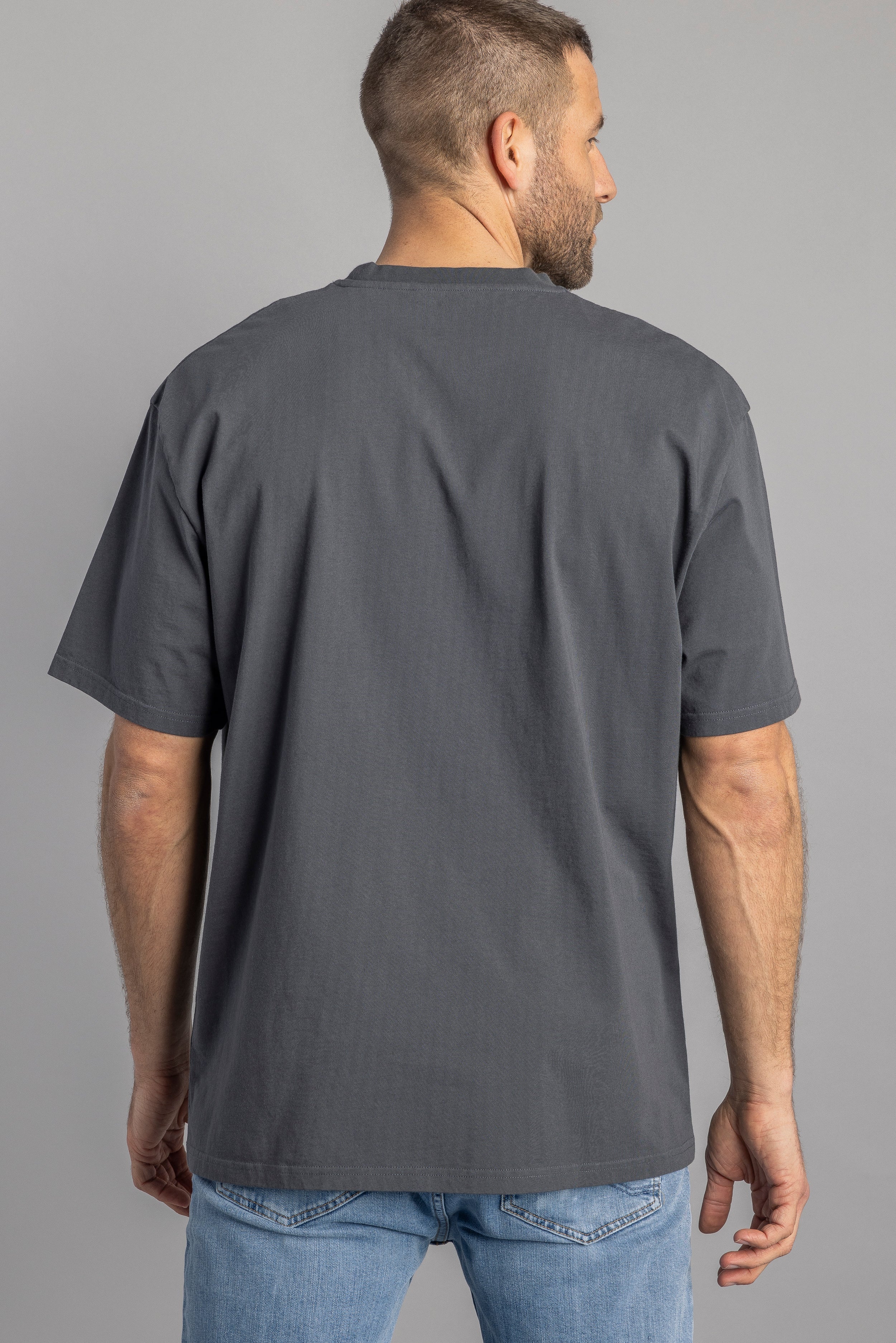 Logo T-shirt oversize gris en coton 100% biologique de DIRTS
