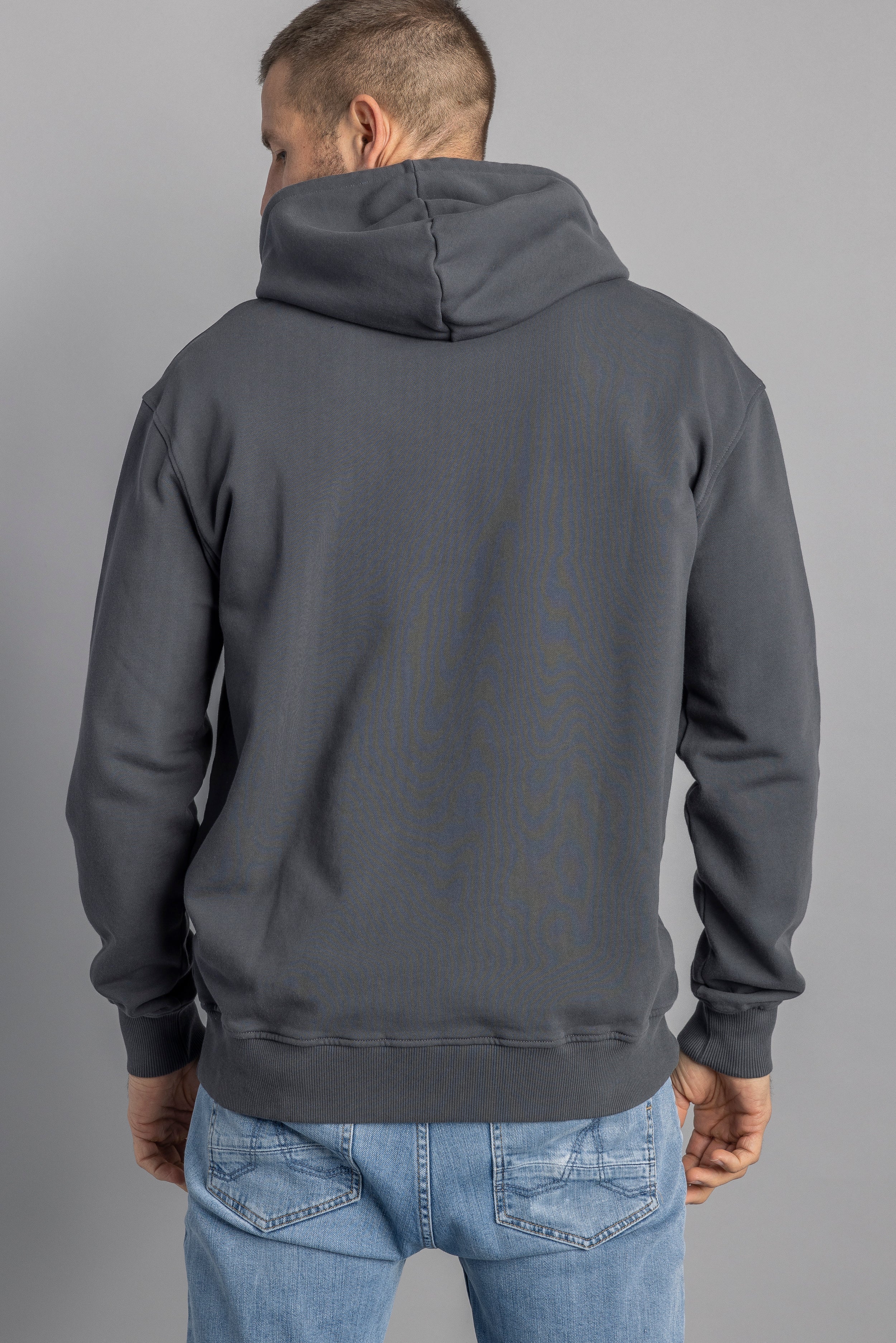 Logo sweat à capuche gris en coton 100% biologique de DIRTS