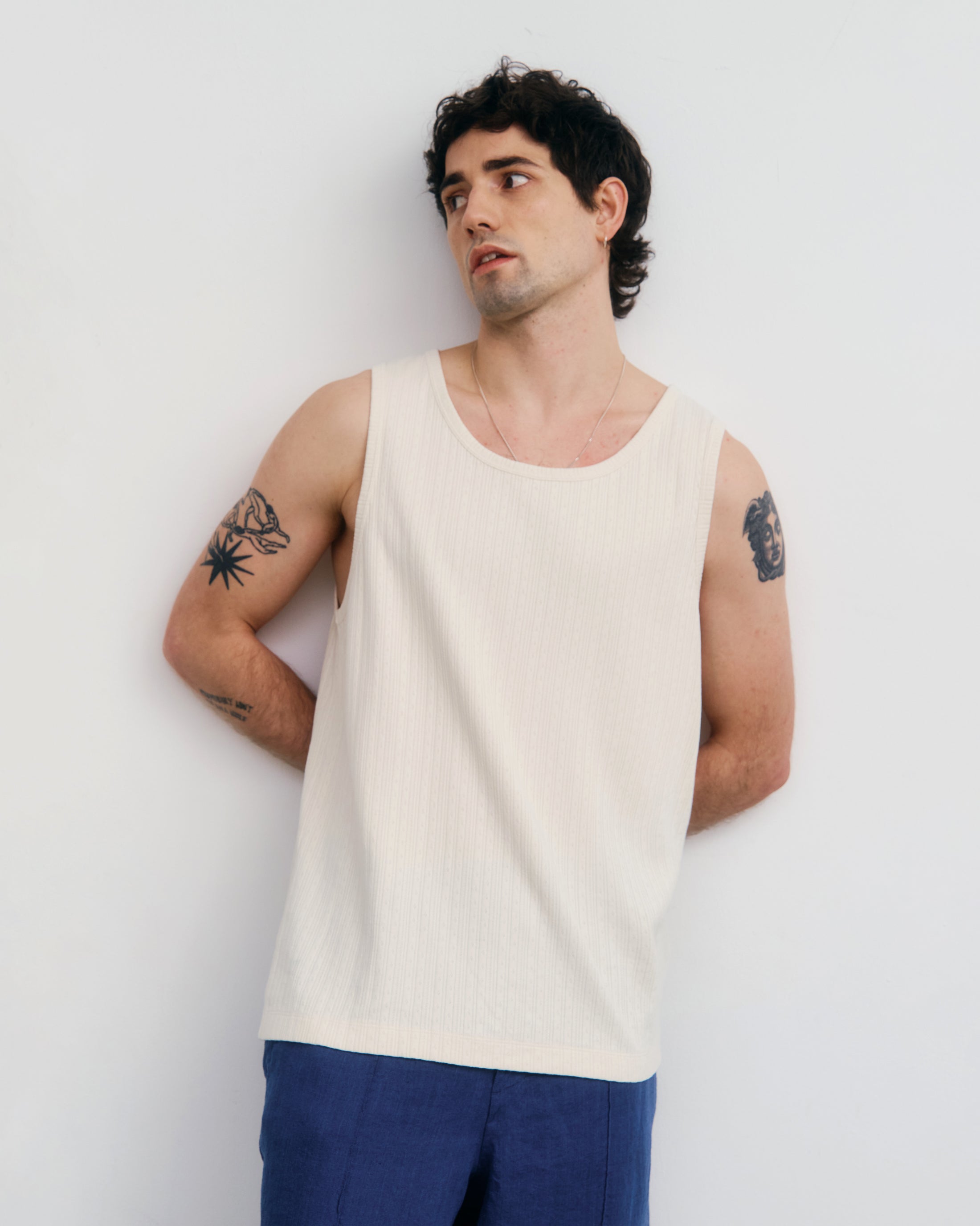 Rotholz organic cotton white ribbed top