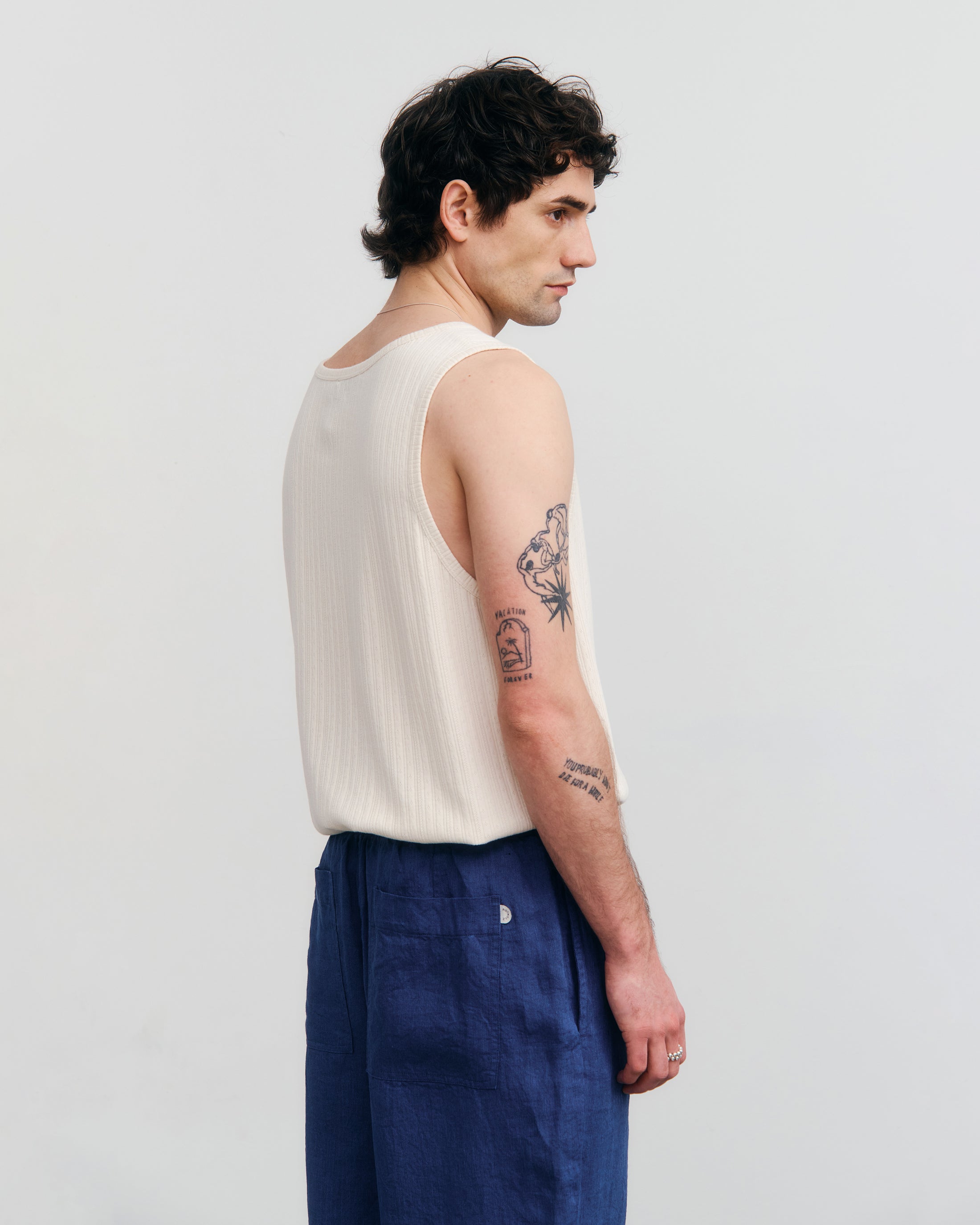 Rotholz organic cotton white ribbed top