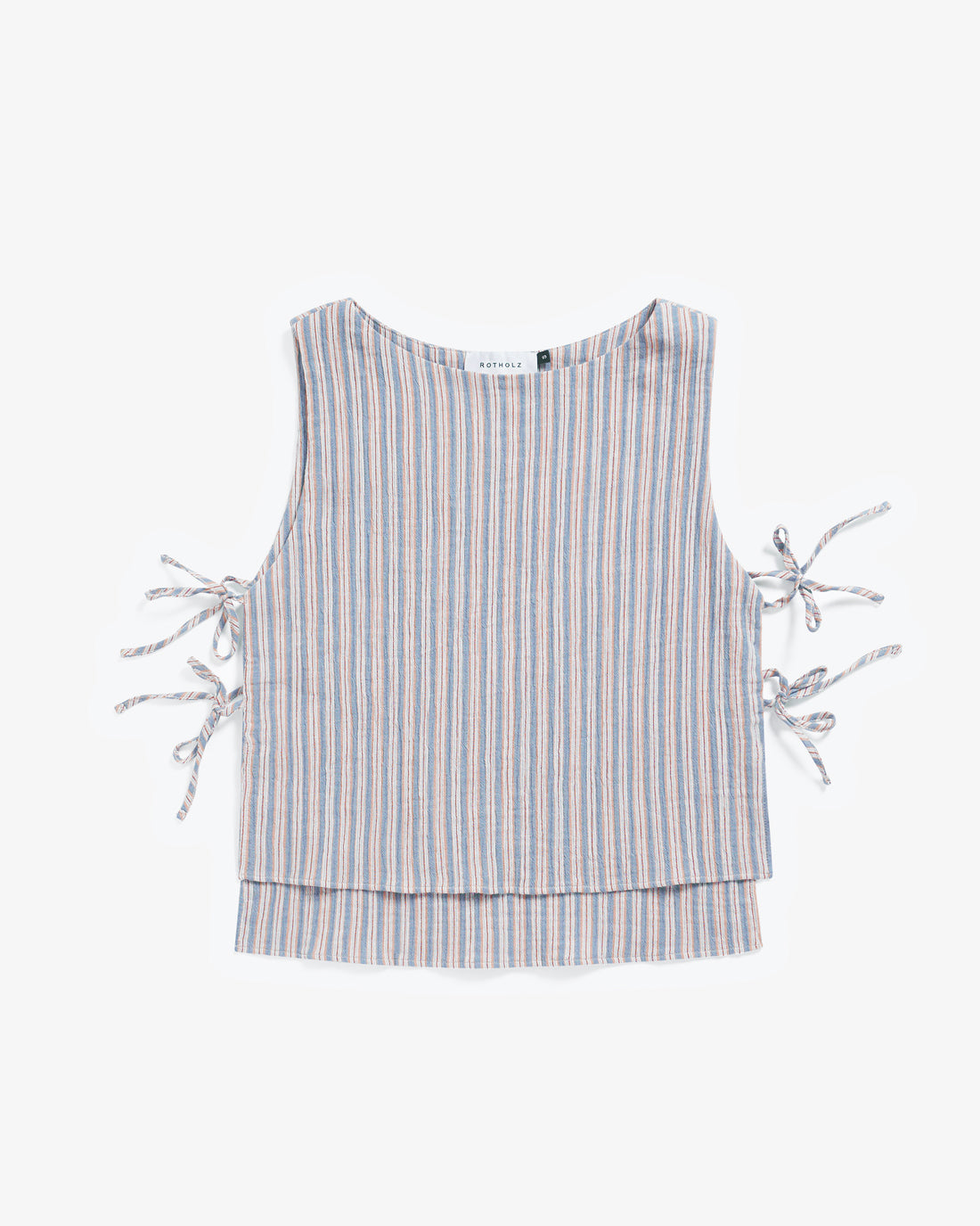Grey striped wrap top made from 100% organic cotton by Rotholz