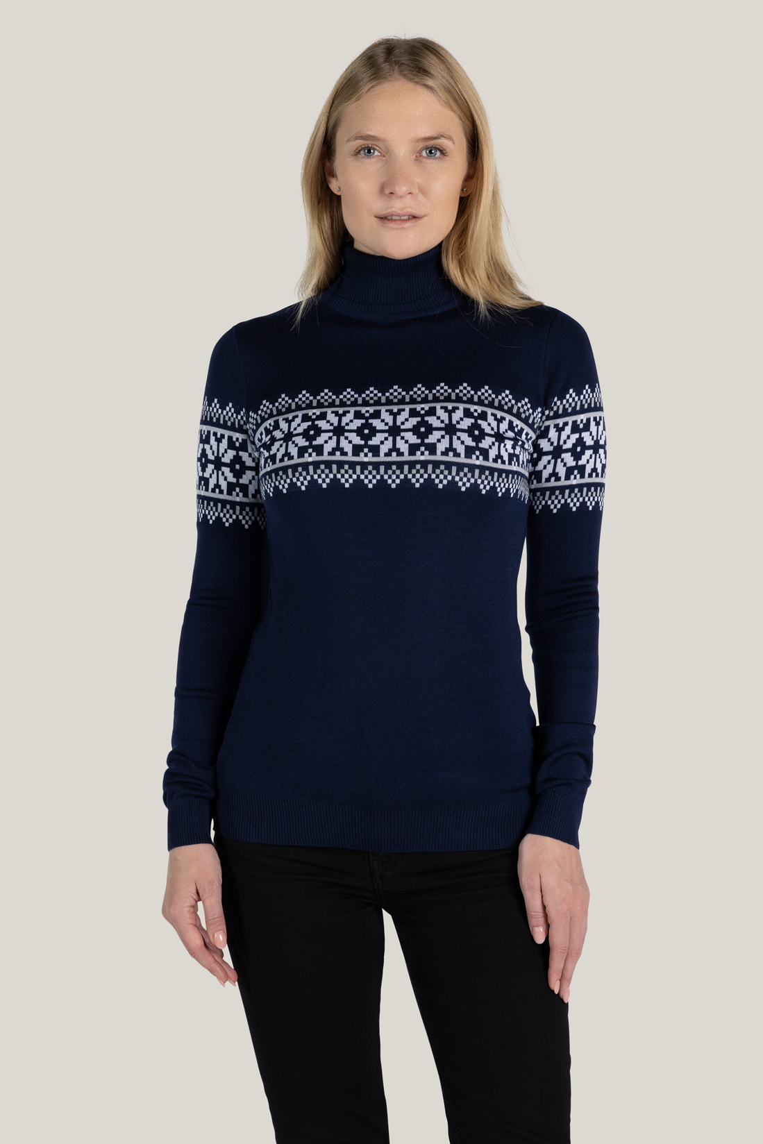 Turtleneck sweater Liv in blue made of Merino and Tencel from Tidløs