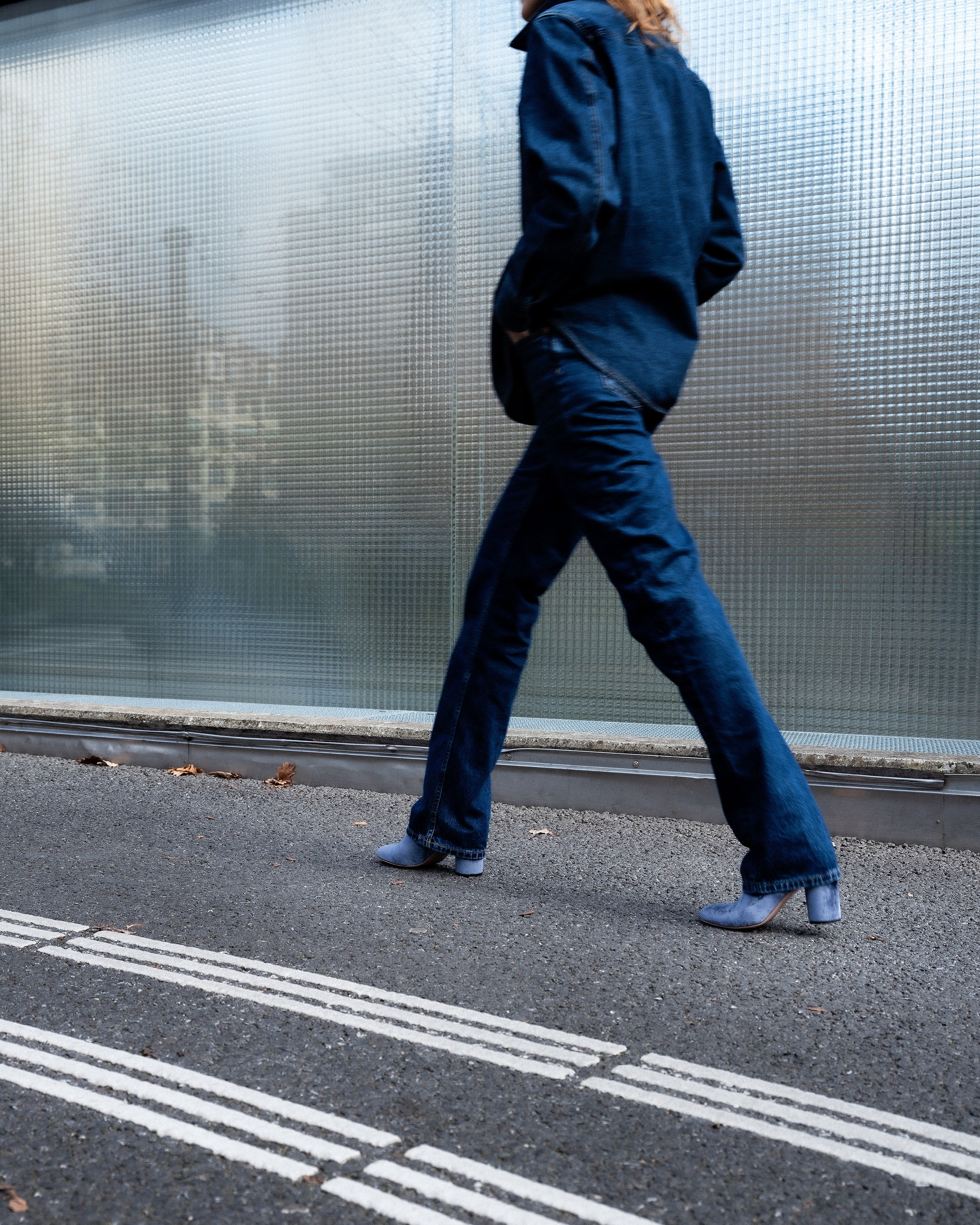 Indigo blue ankle boots 6pm Expo at the Gallery made from recycled velvet by Bikkou