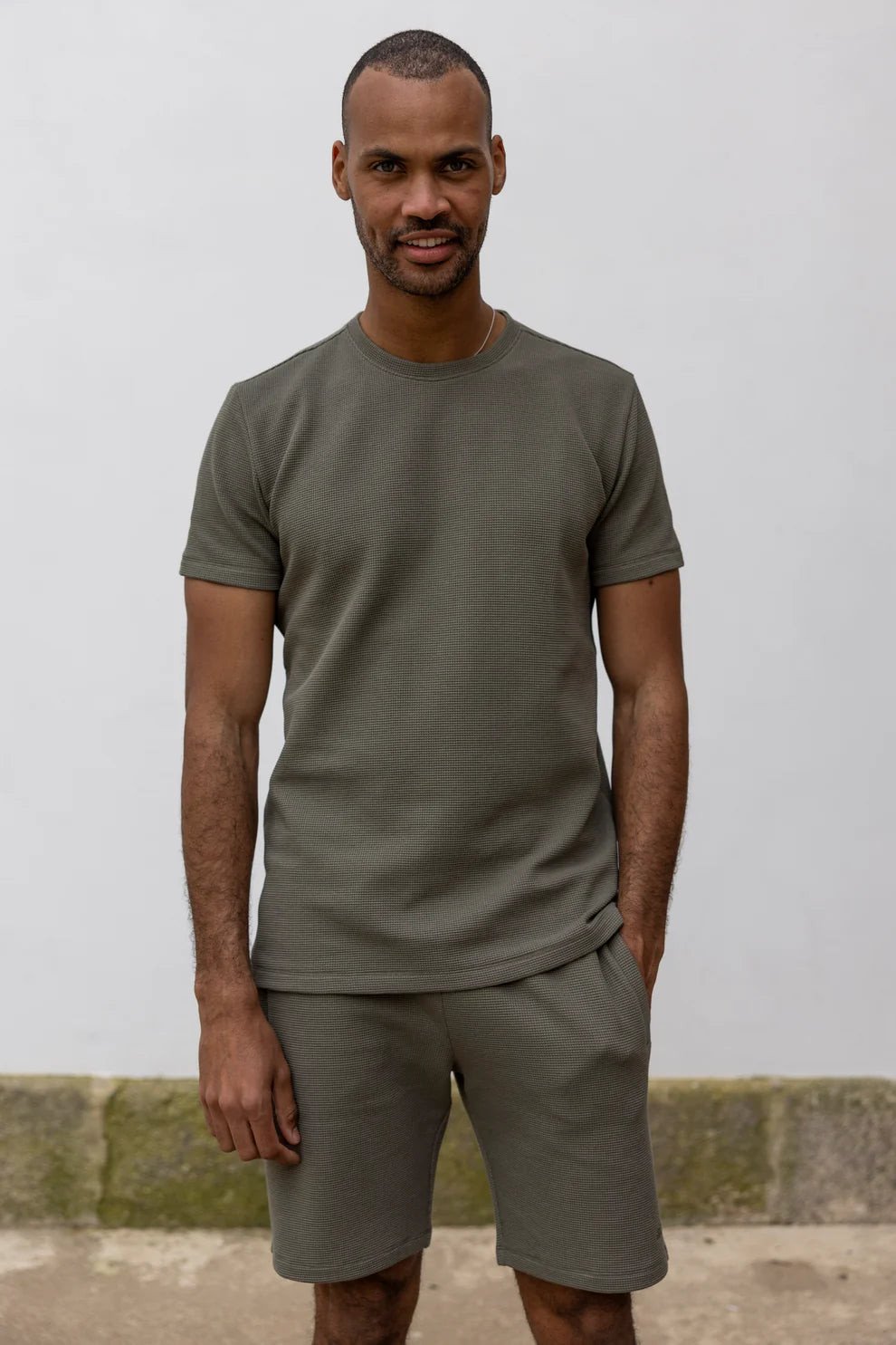 Waffle Piqué Set Dusty Olive made from organic cotton by DIRTS