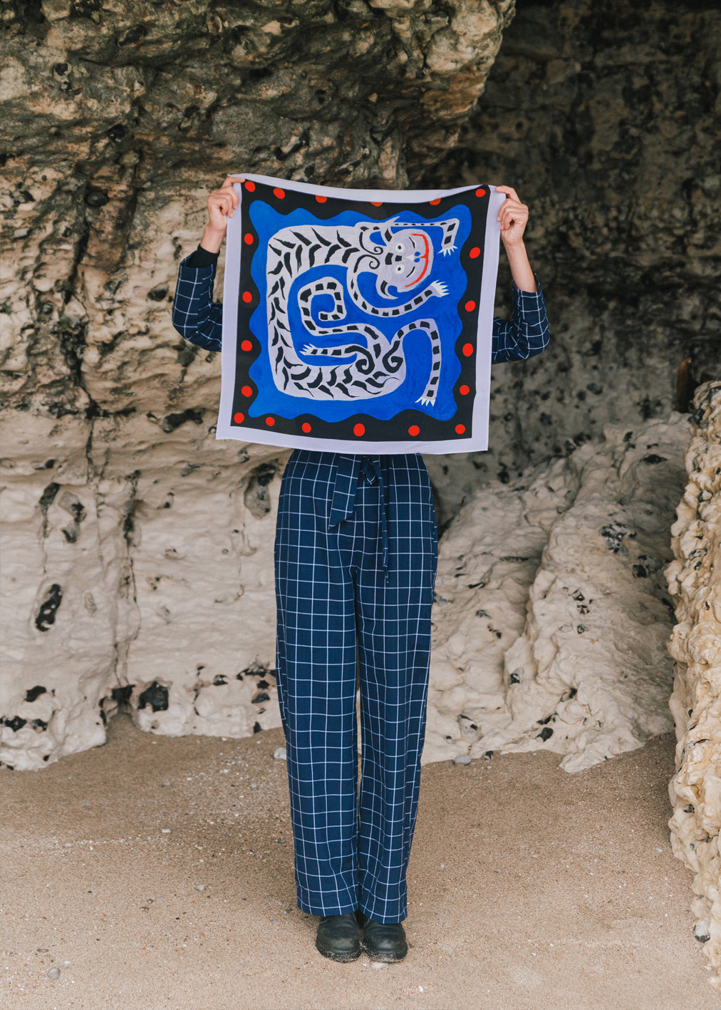 Blue Dragon Foulard made from Ahimsa Peace Silk by Komana