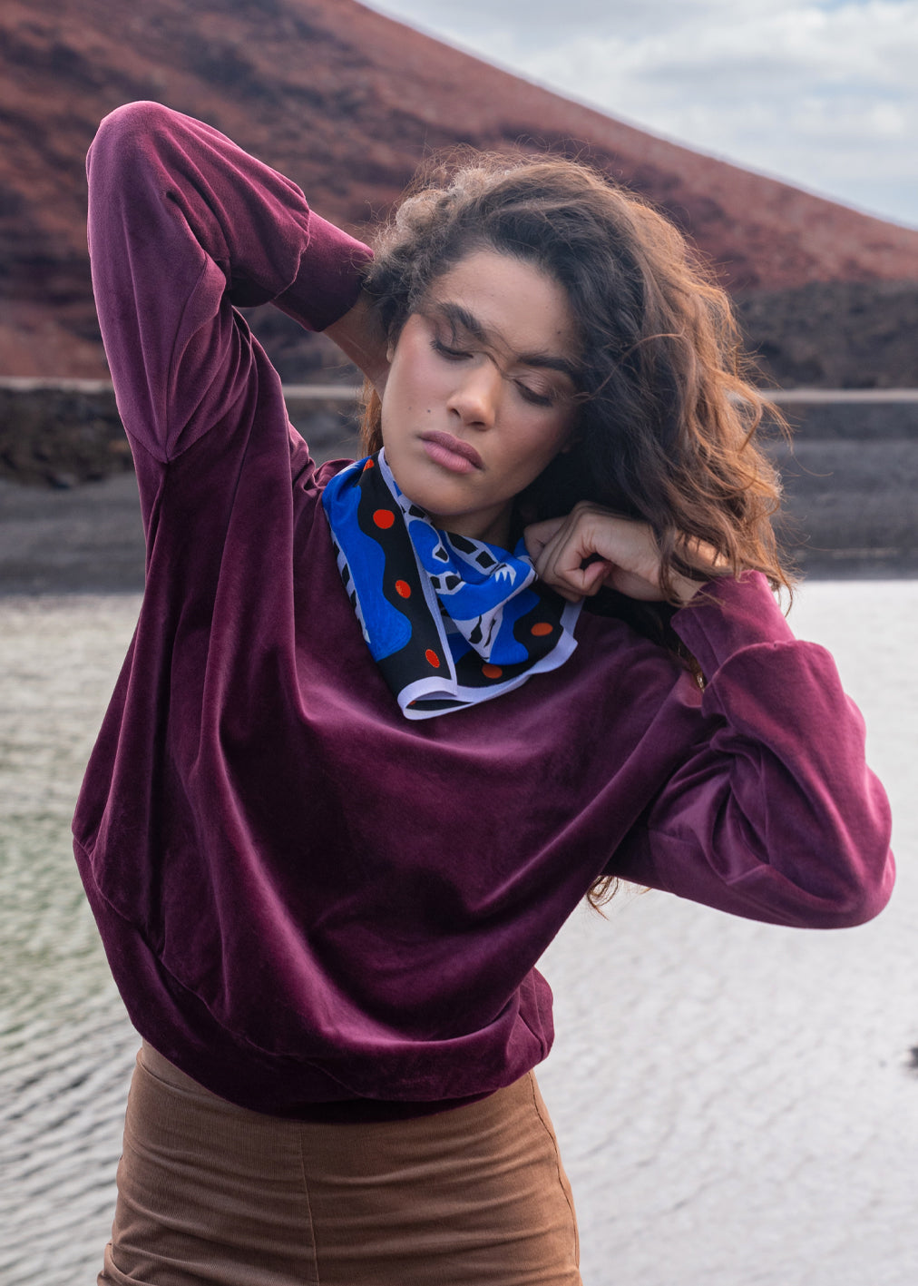 Blue Dragon Foulard made from Ahimsa Peace Silk by Komana