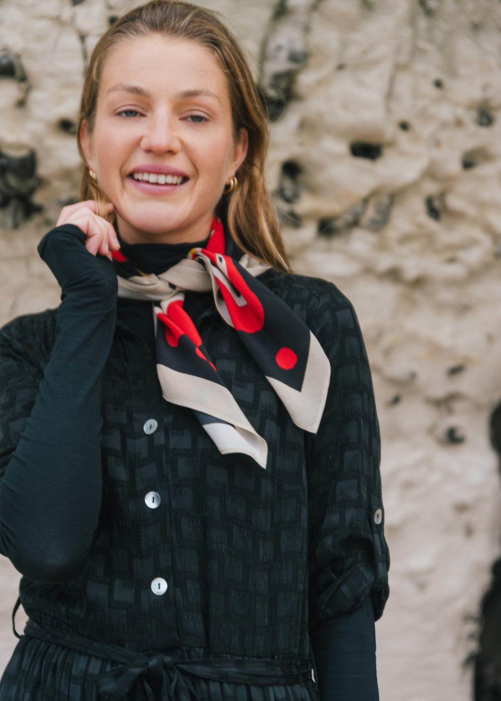 Foulard Red Dragon by Komana made from 100% GOTS certified silk
