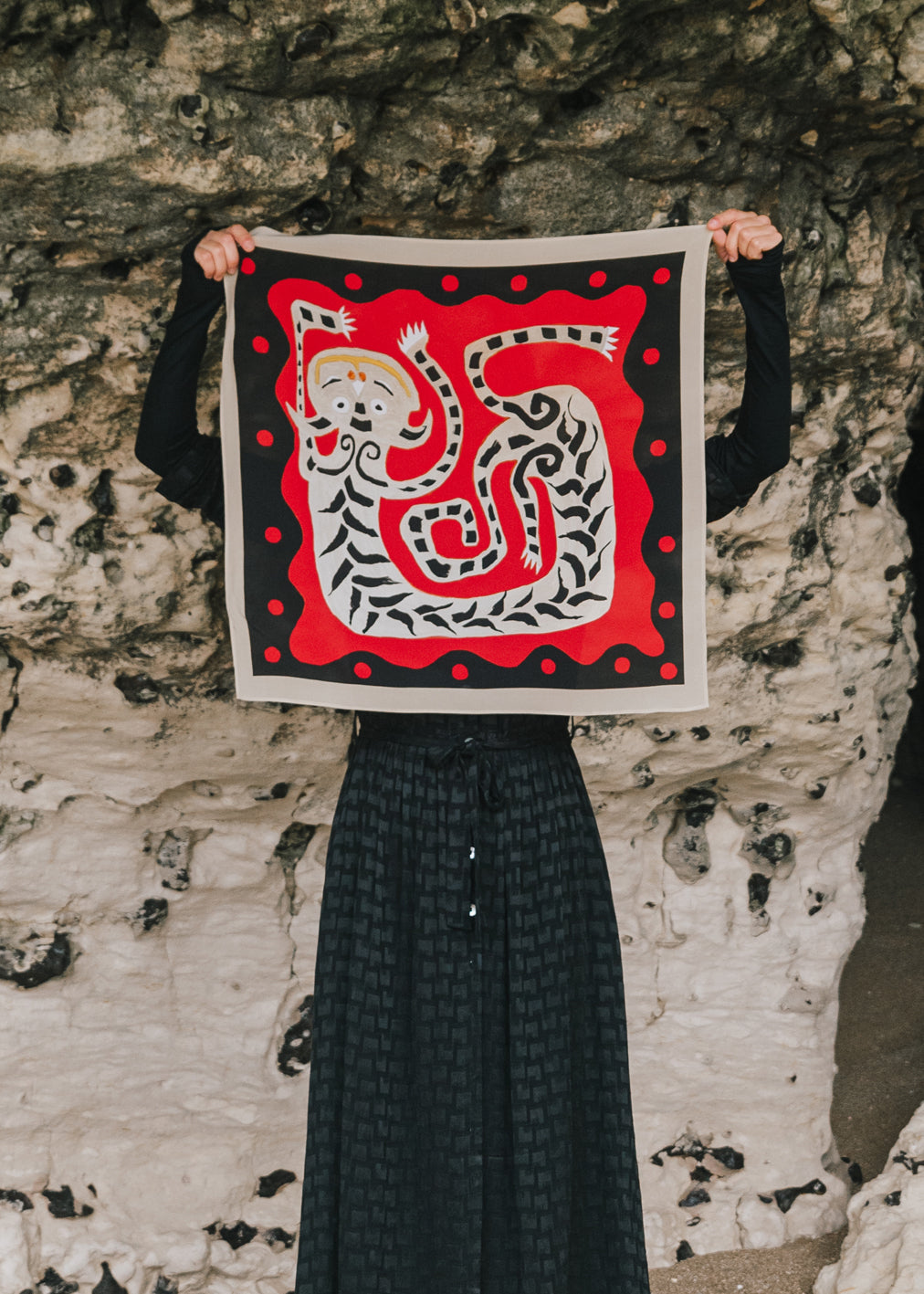 Foulard Red Dragon by Komana made from 100% GOTS certified silk