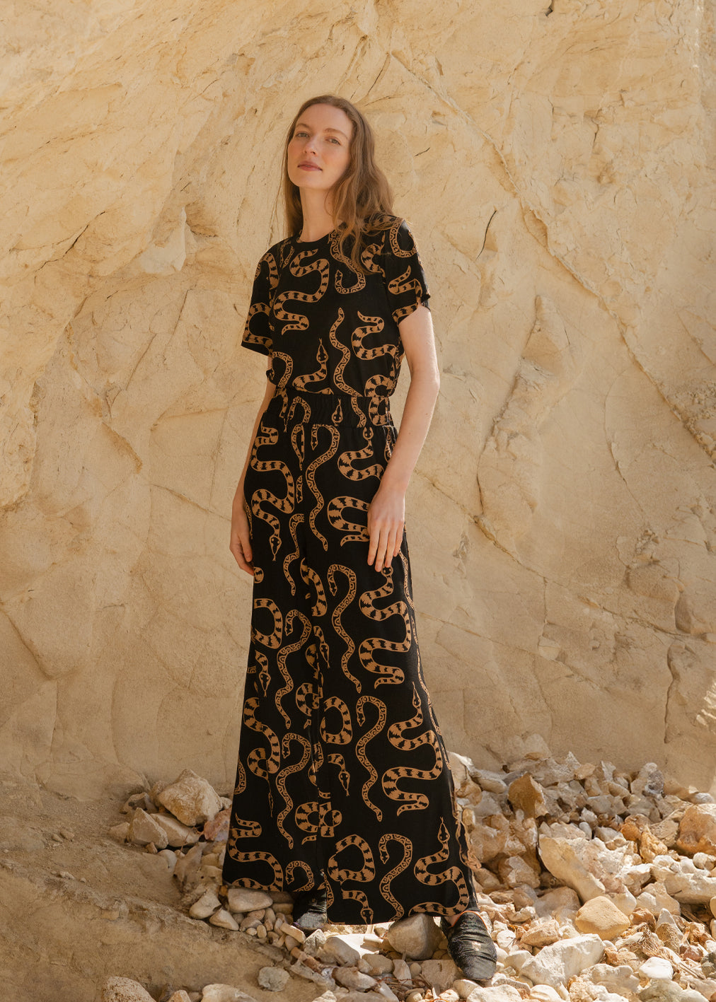 T-shirt noir Medusa en lyocell de Komana