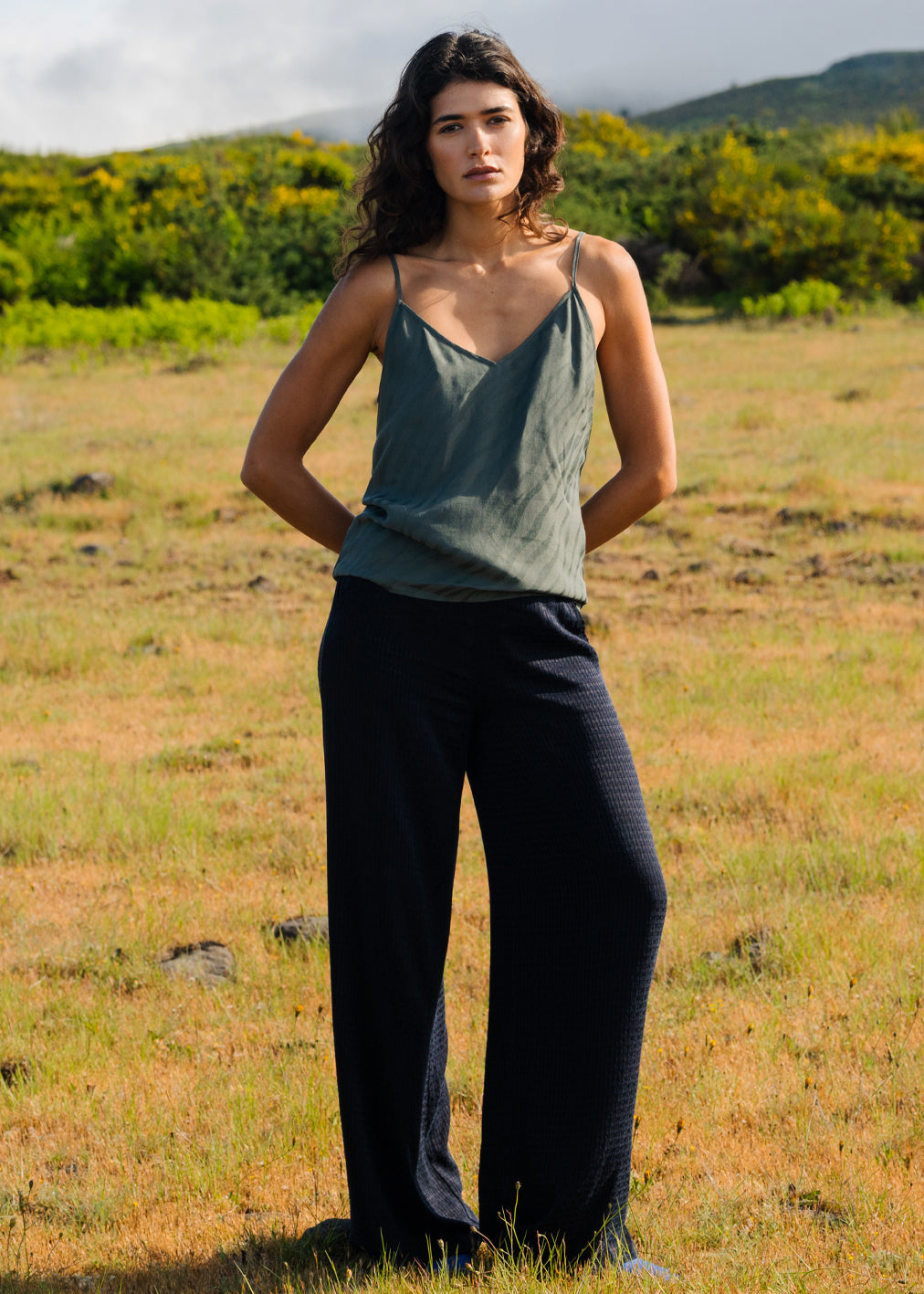 Pantalon Leo Cupro Jacquard Nightfall de Komana