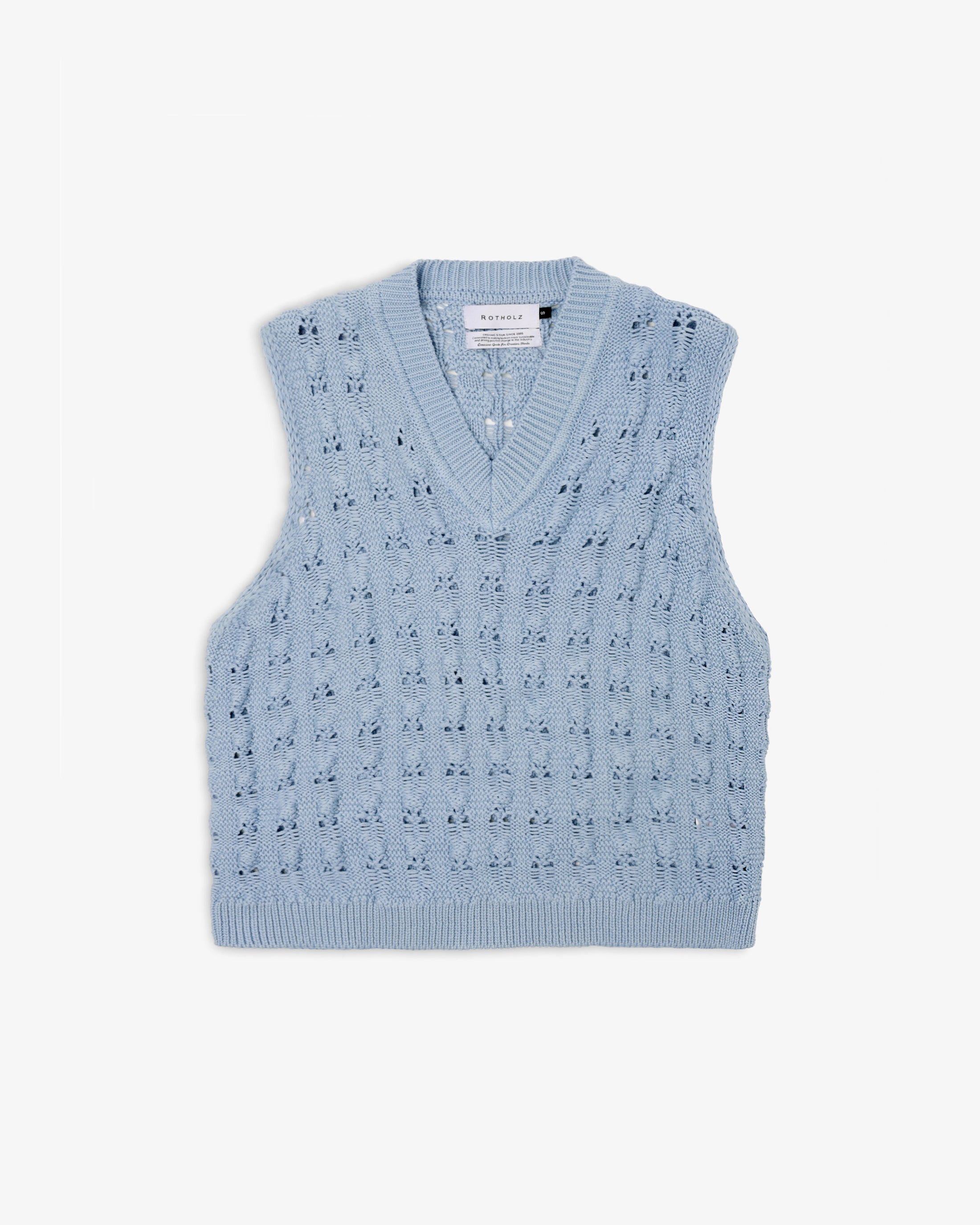 Hellblaue Strickweste aus Bio-Baumwolle von Rotholz