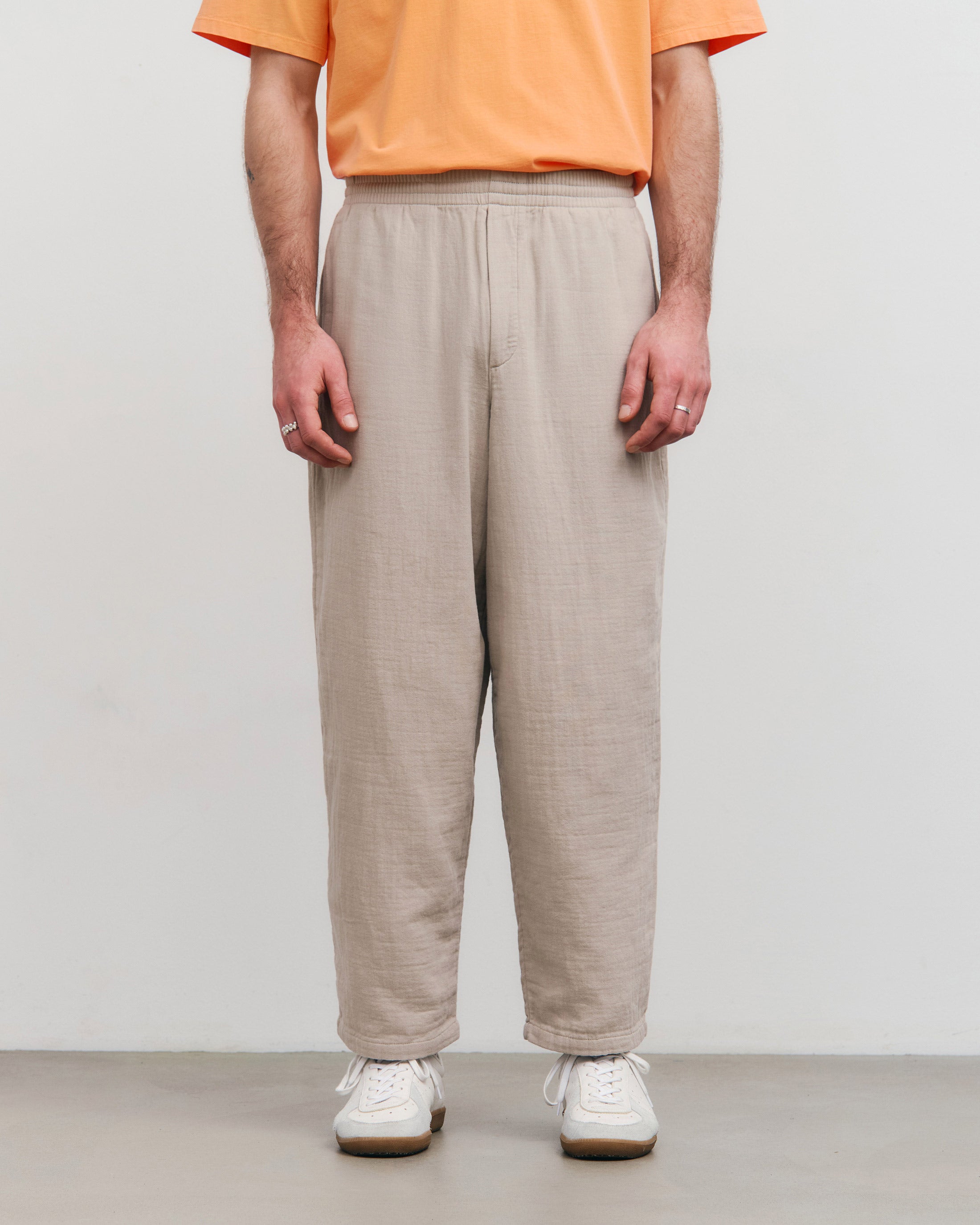 Beige wide trousers made from 100% organic cotton by Rotholz