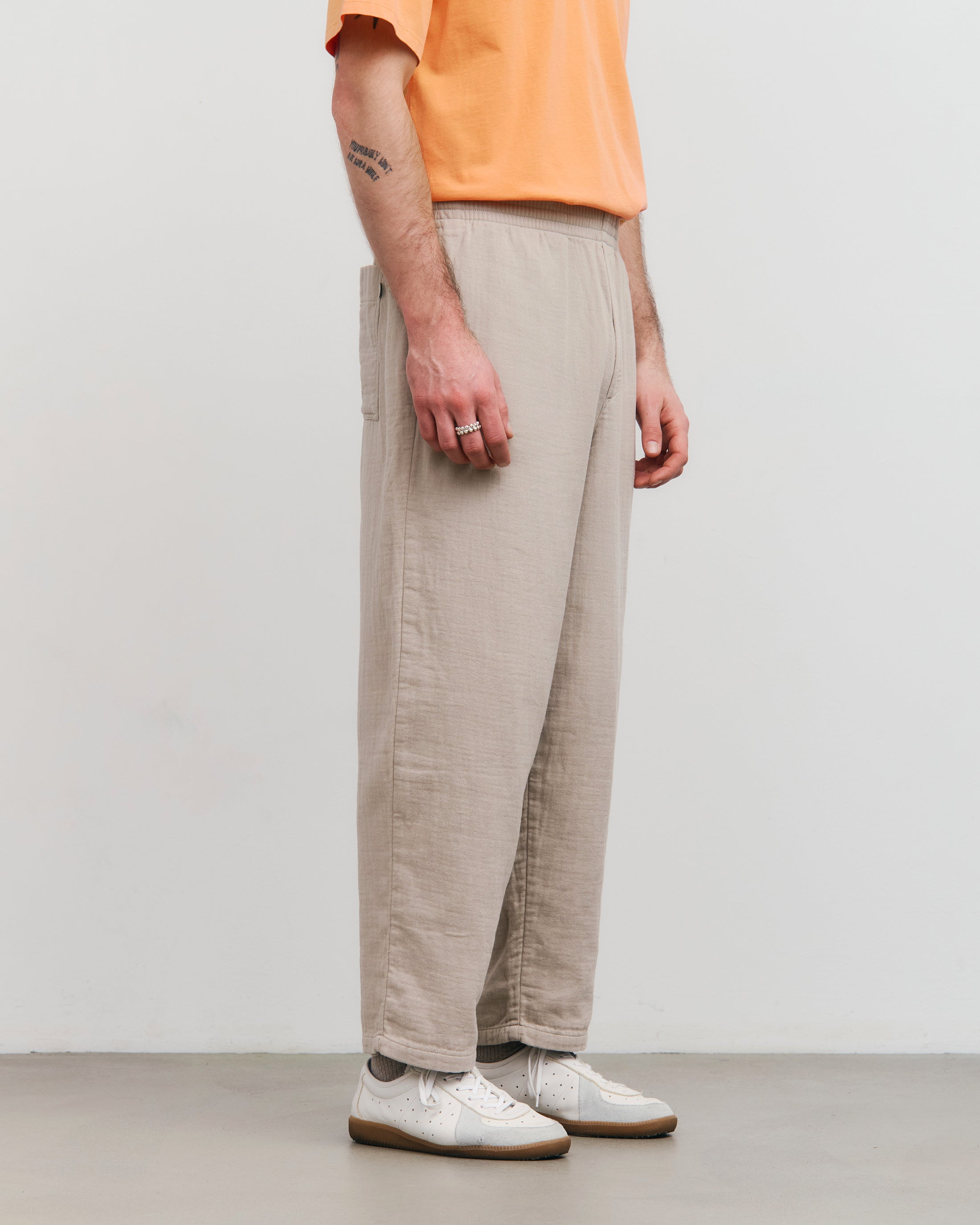 Beige wide trousers made from 100% organic cotton by Rotholz