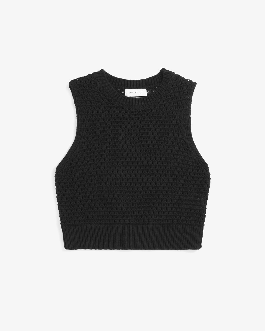 Black knitted vest made of 100% organic cotton by Rotholz