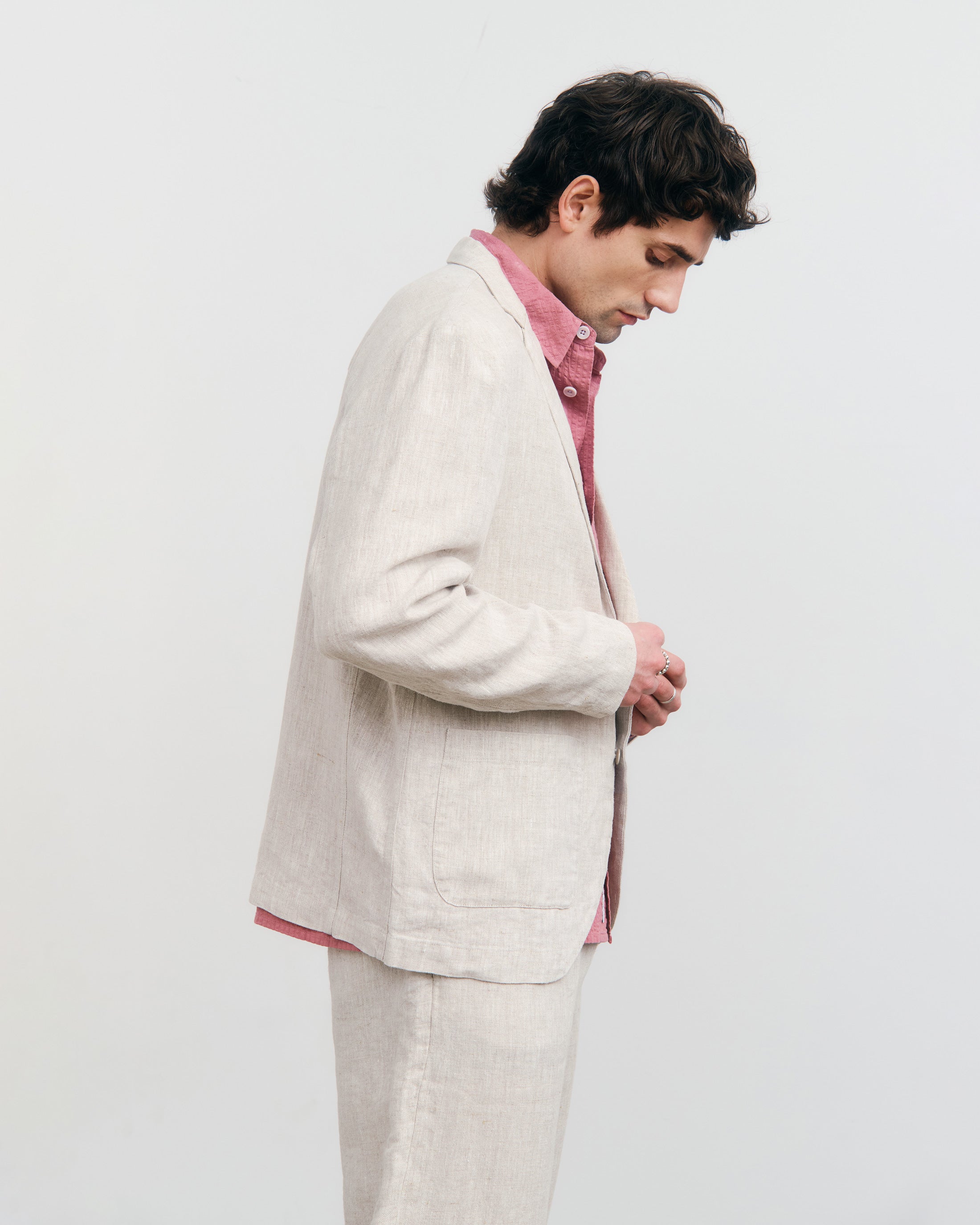 Heller Blazer aus Bio-Baumwolle und Leinen von Rotholz