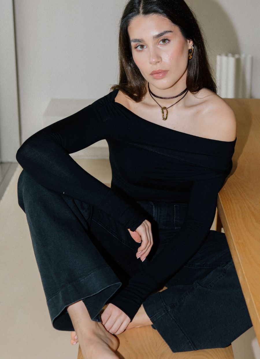 Asymmetrical Longsleeve Micro Modal – Black - Narah Soleigh | Luxe Line
