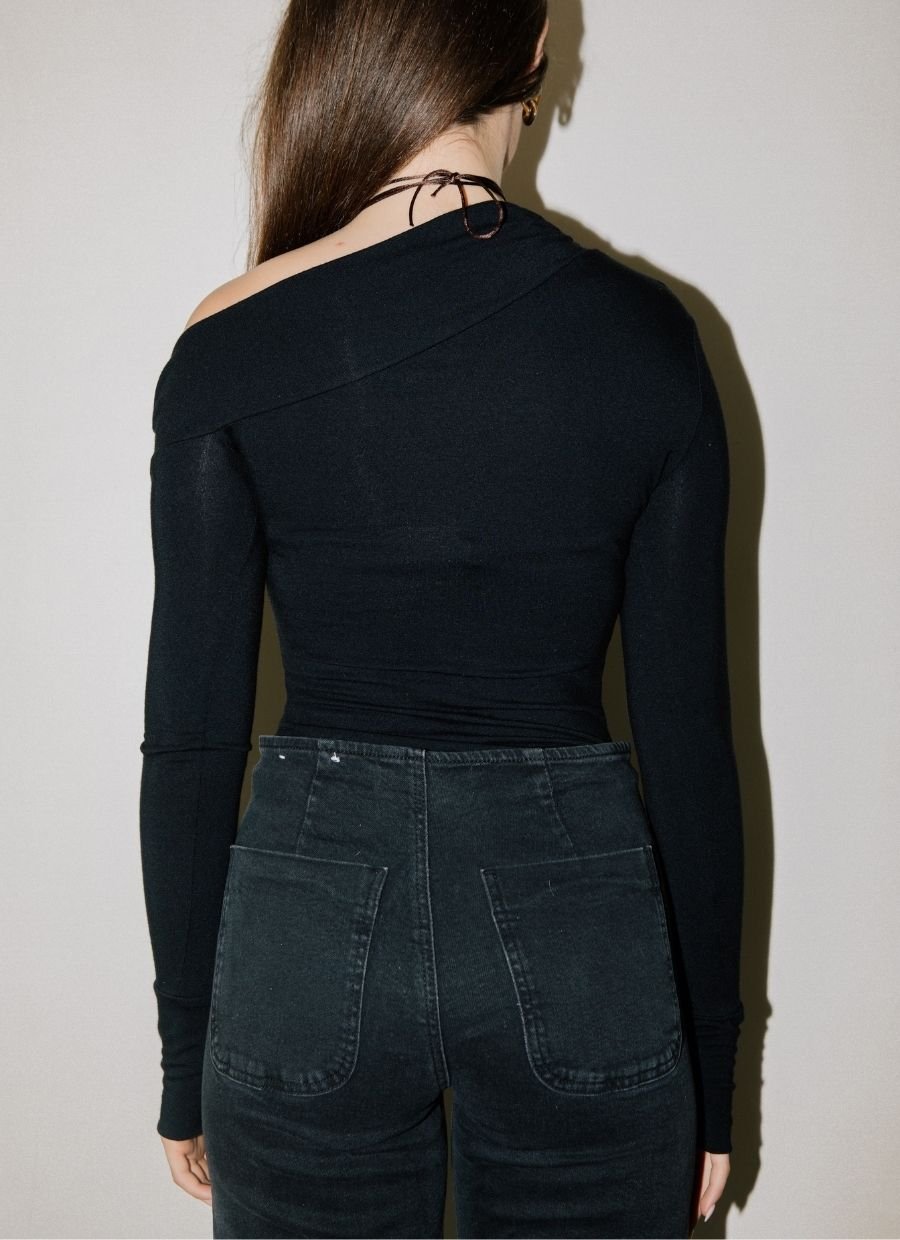 Asymmetrical Longsleeve Micro Modal – Black - Narah Soleigh | Luxe Line