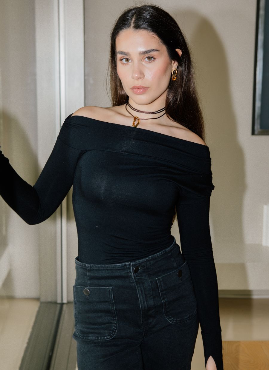 Asymmetrical Longsleeve Micro Modal – Black - Narah Soleigh | Luxe Line