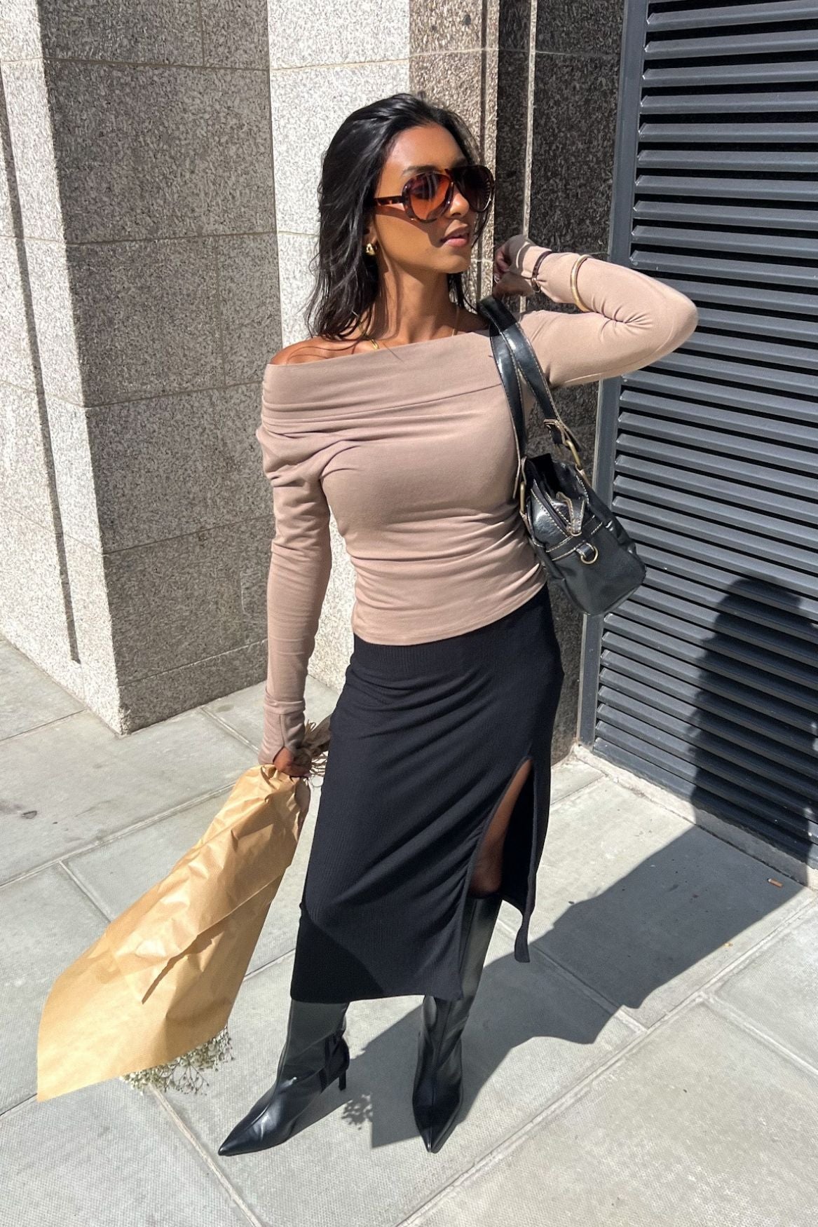 Asymmetrical Longsleeve Micro Modal – Taupe Brown von Sarah Soleigh