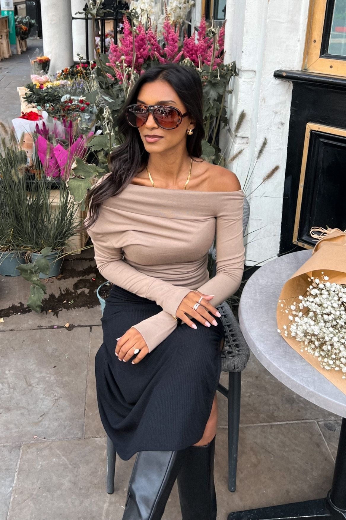 Asymmetrical Longsleeve Micro Modal – Taupe Brown von Sarah Soleigh