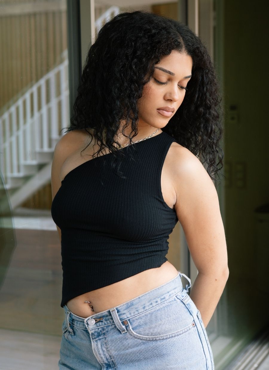 Asymmetrical One - Shoulder Top Modal - Black - Narah Soleigh | Luxe Line