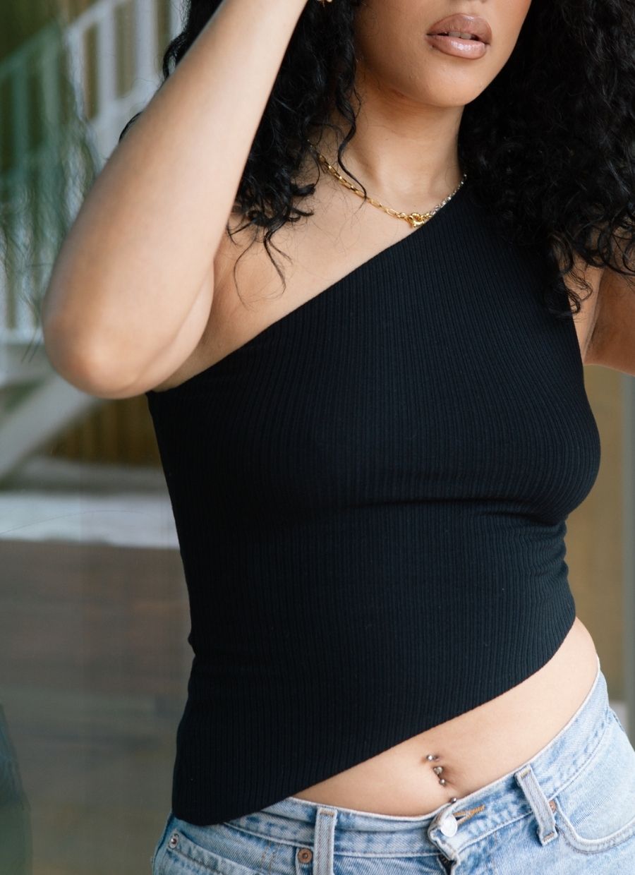 Asymmetrical One - Shoulder Top Modal - Black - Narah Soleigh | Luxe Line