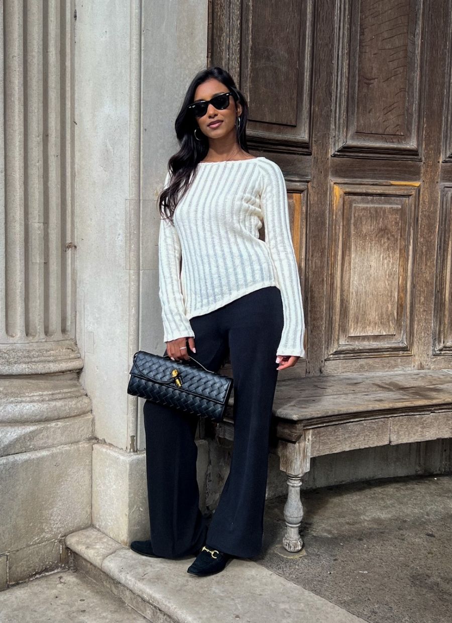 Asymmetrical Ribbed Longsleeve Organic Cotton - Ecru - Narah Soleigh | Luxe Line