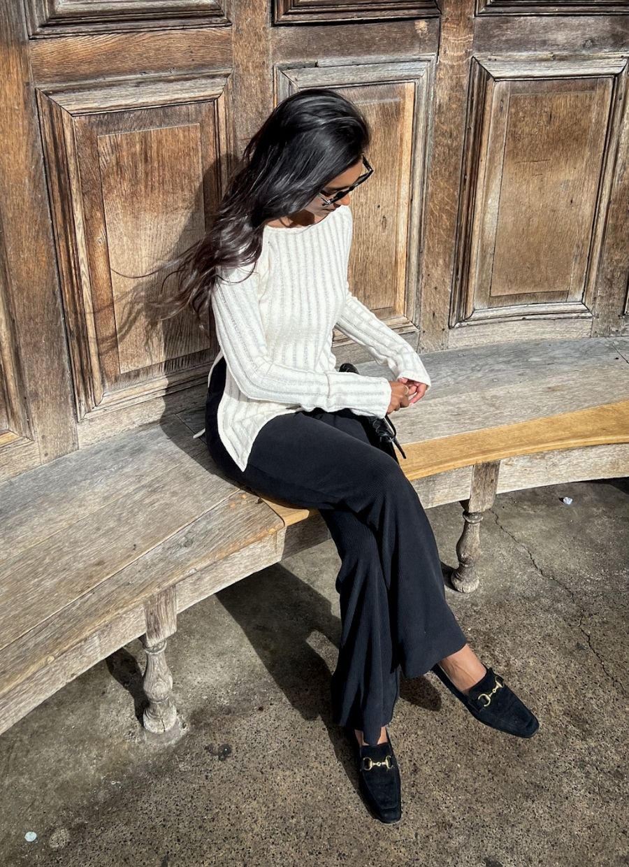 Asymmetrical Ribbed Longsleeve Organic Cotton - Ecru - Narah Soleigh | Luxe Line