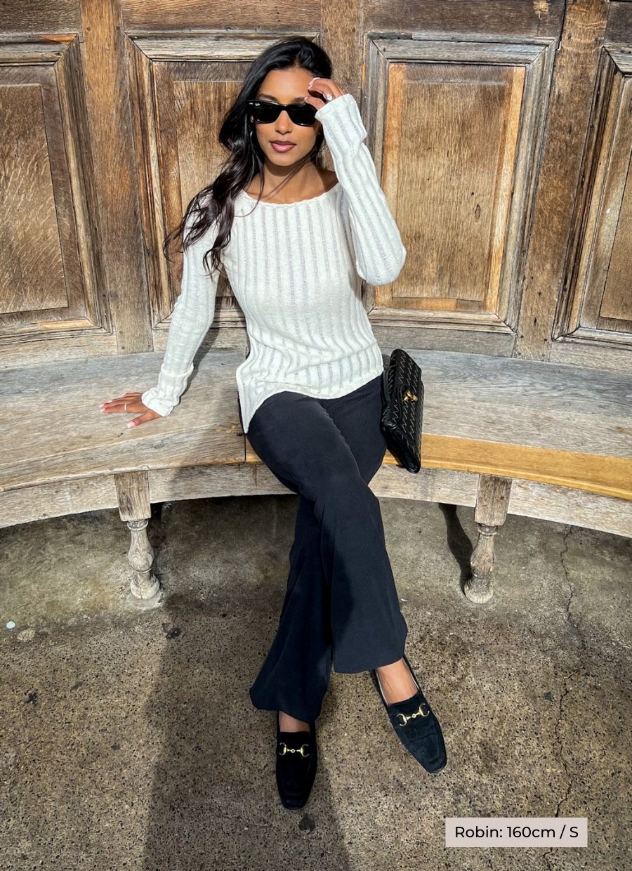 Asymmetrical Ribbed Longsleeve Organic Cotton - Ecru - Narah Soleigh | Luxe Line