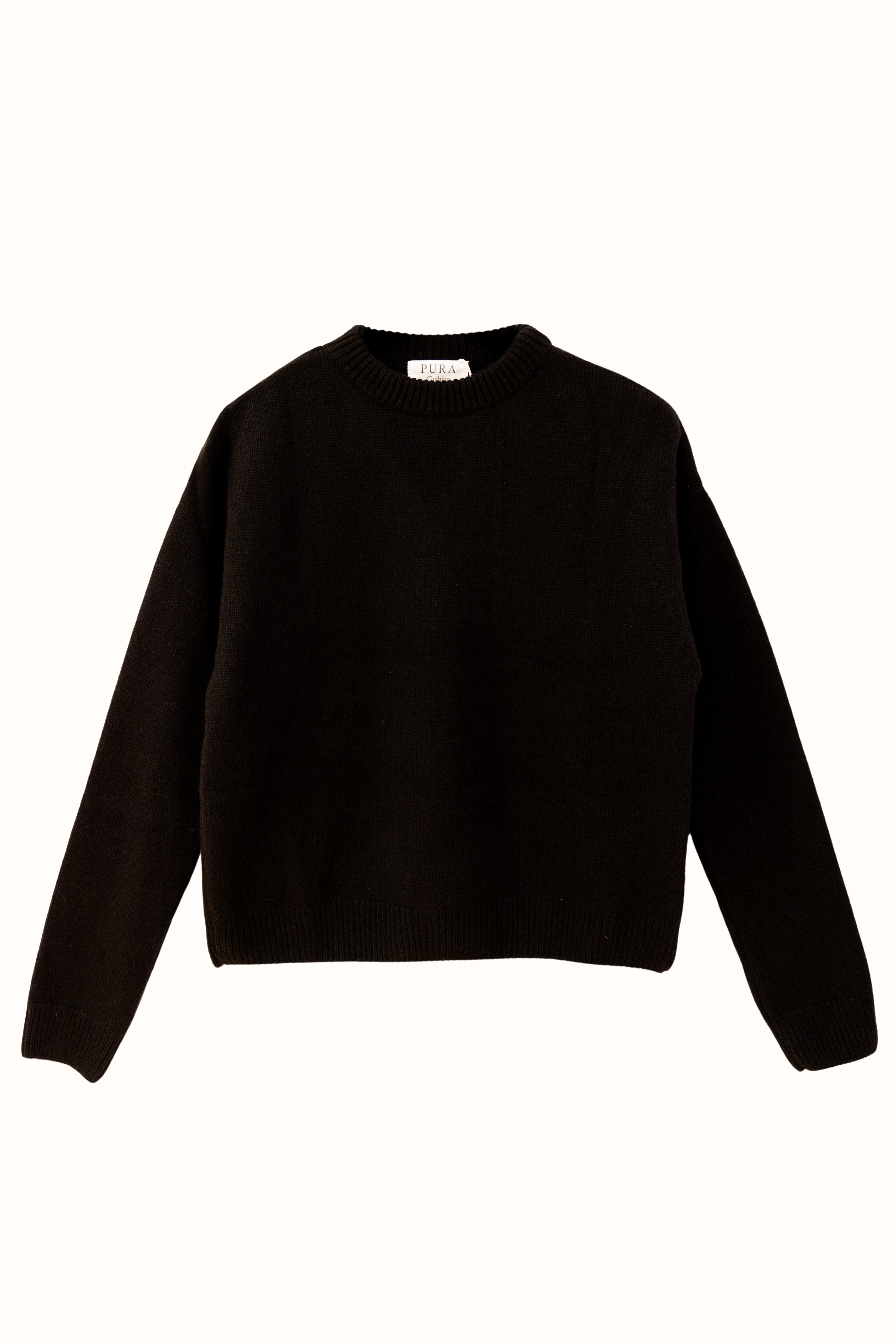 CREWNECK SWEATER CASHMERE/SILK BLACK from Pura Clothing