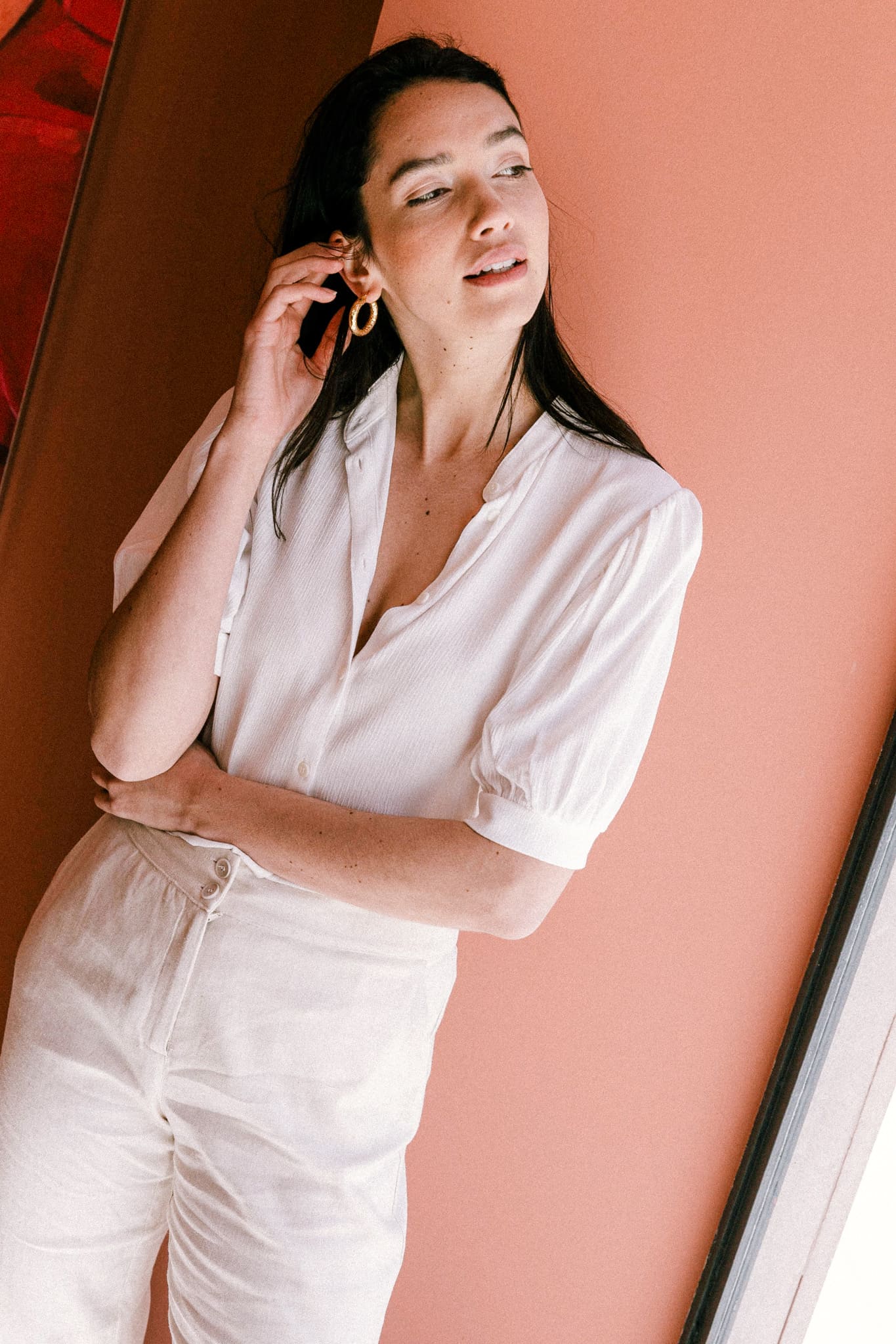White blouse Magnolia made of 100% viscose by Avani