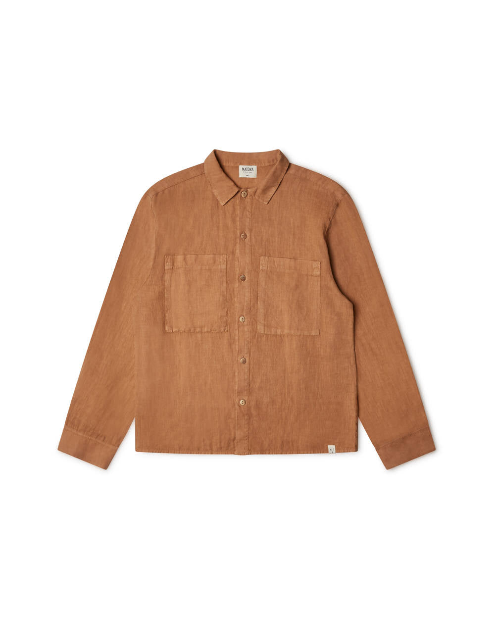 Brown, long-sleeved hazel shirt made of linen from Matona