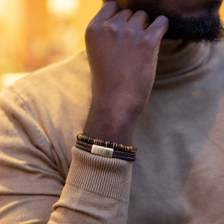 Herren Armband Two Tones handmade in brauntönen von Steel & Barnett