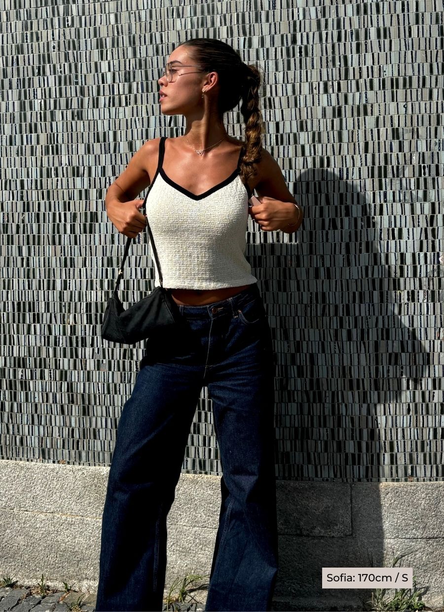 Contrast Knit Top Organic Cotton - Ecru - Narah Soleigh