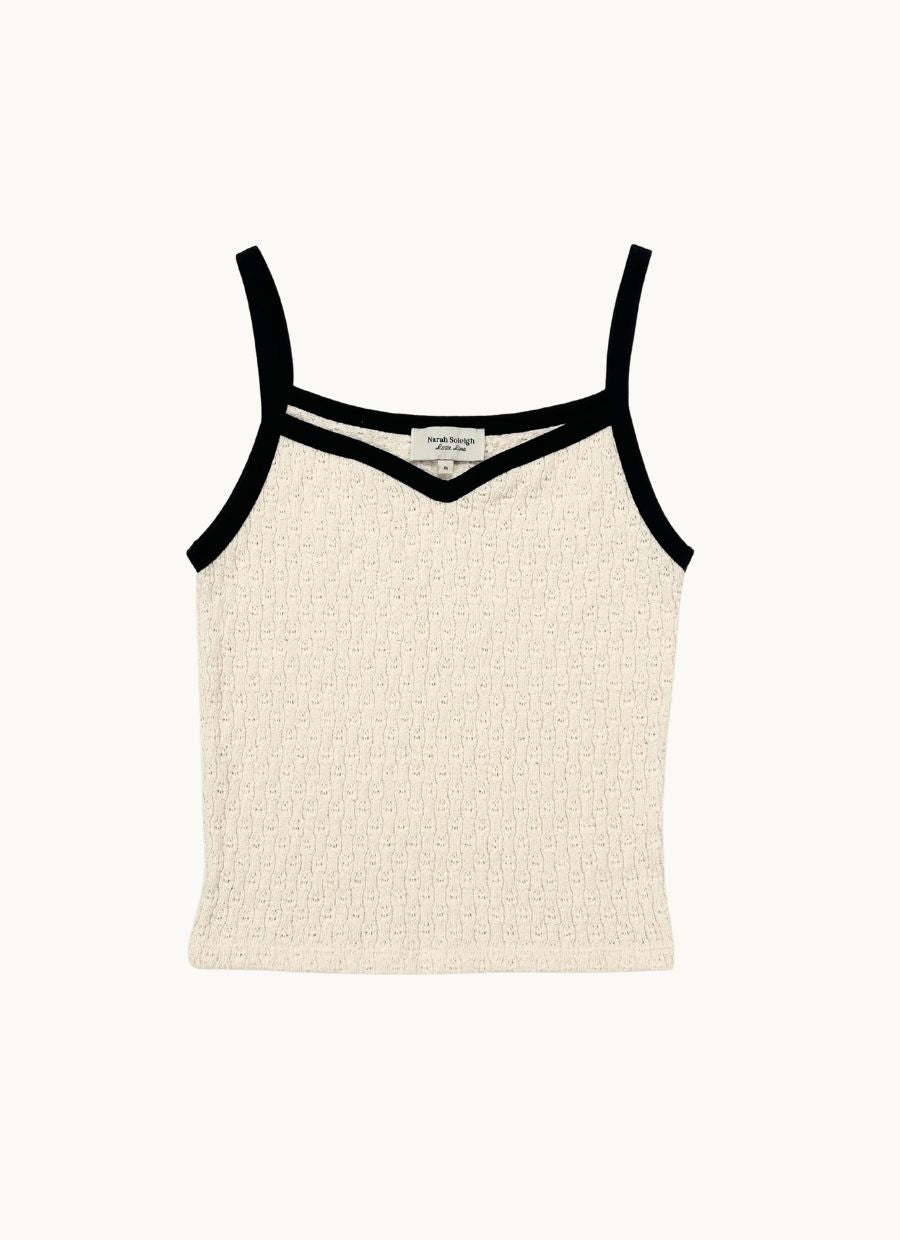 Contrast Knit Top Organic Cotton - Ecru - Narah Soleigh