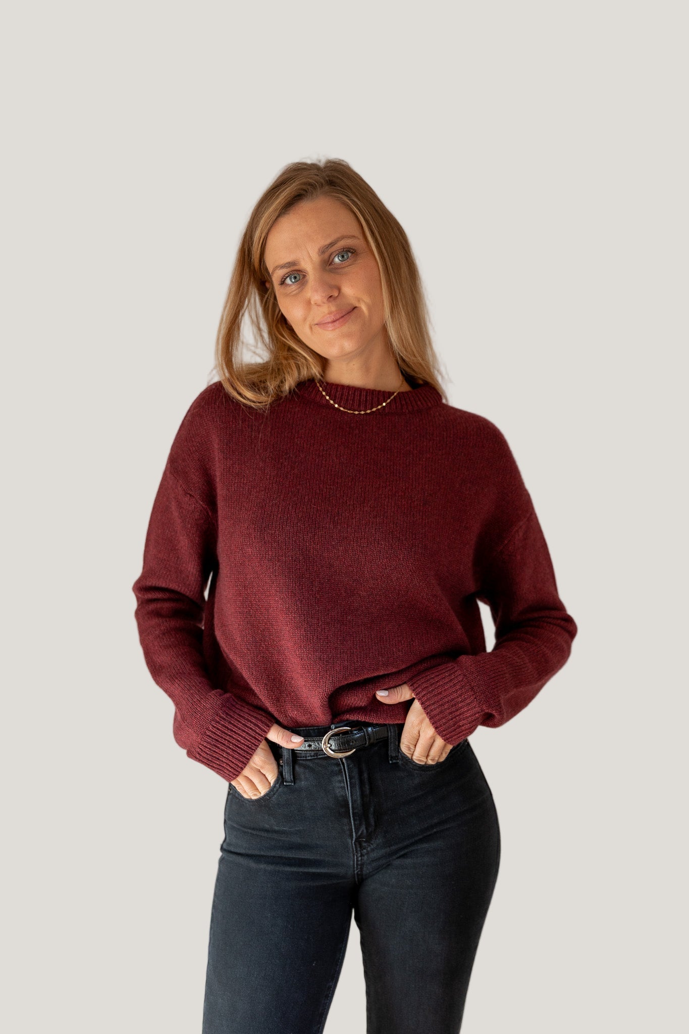 Crewneck Sweater Cashmere/Silk Burgundy von Pura Clothing