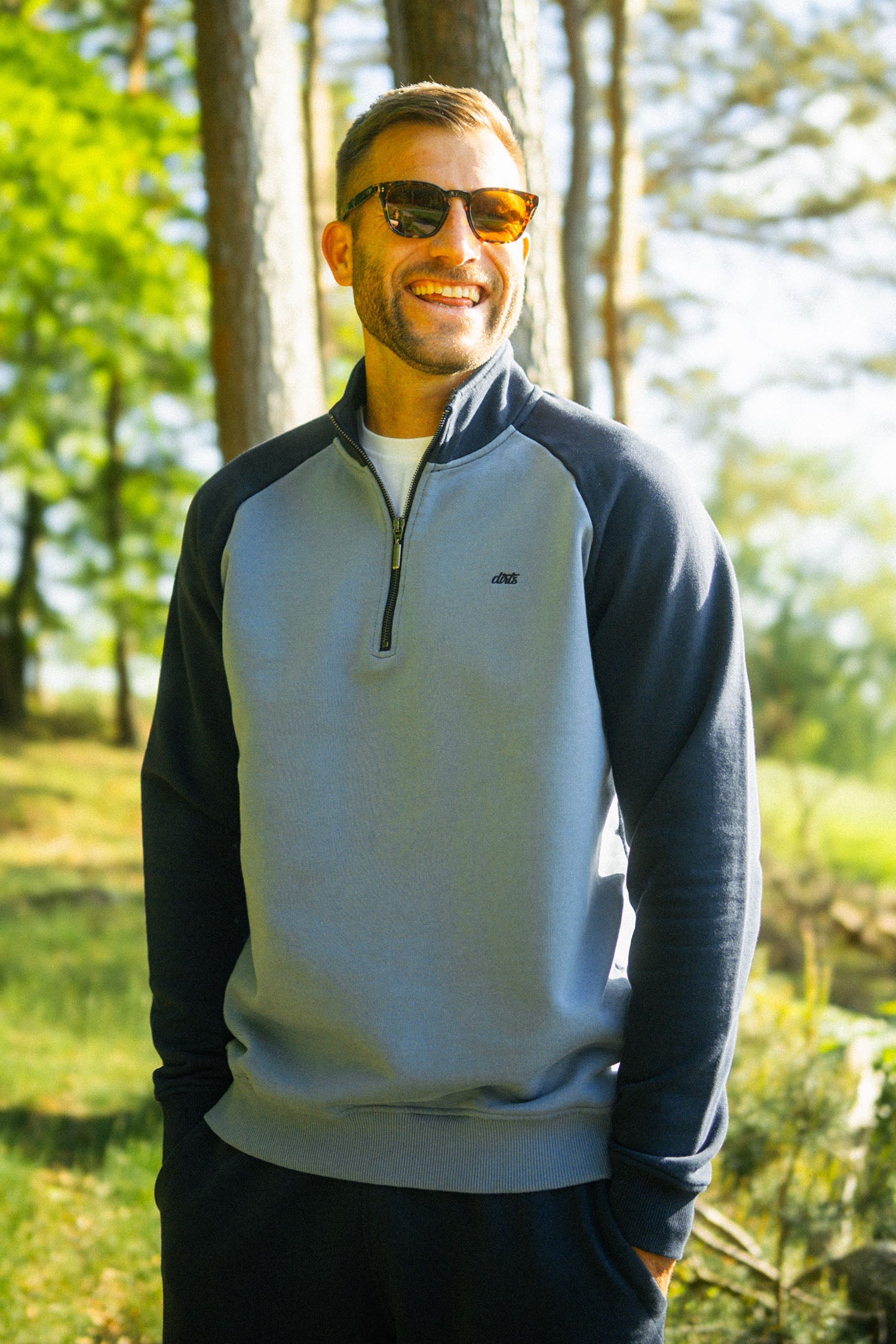 Colorblock Quarter Zip Sweater aus 100% Bio-Baumwolle von Dirts