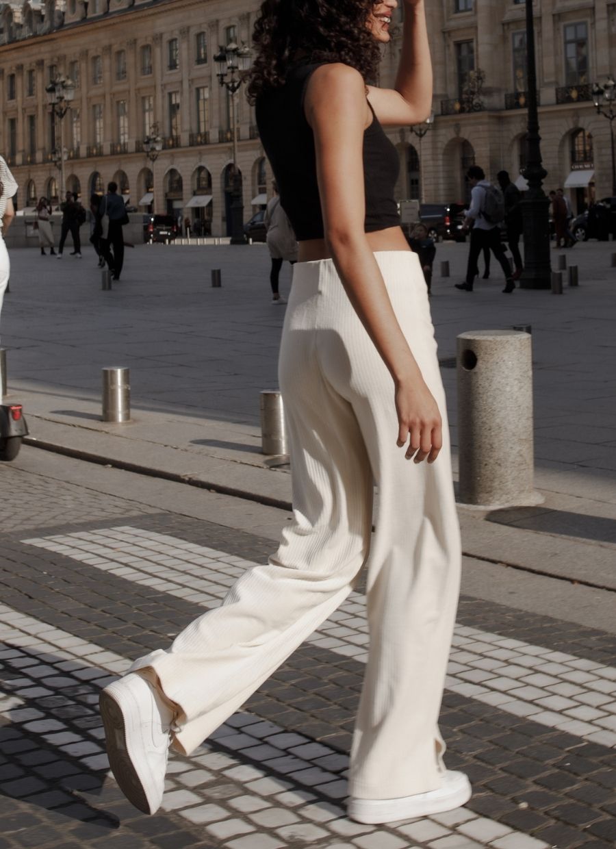Elsa Velour Pant - Off-White - Narah Soleigh