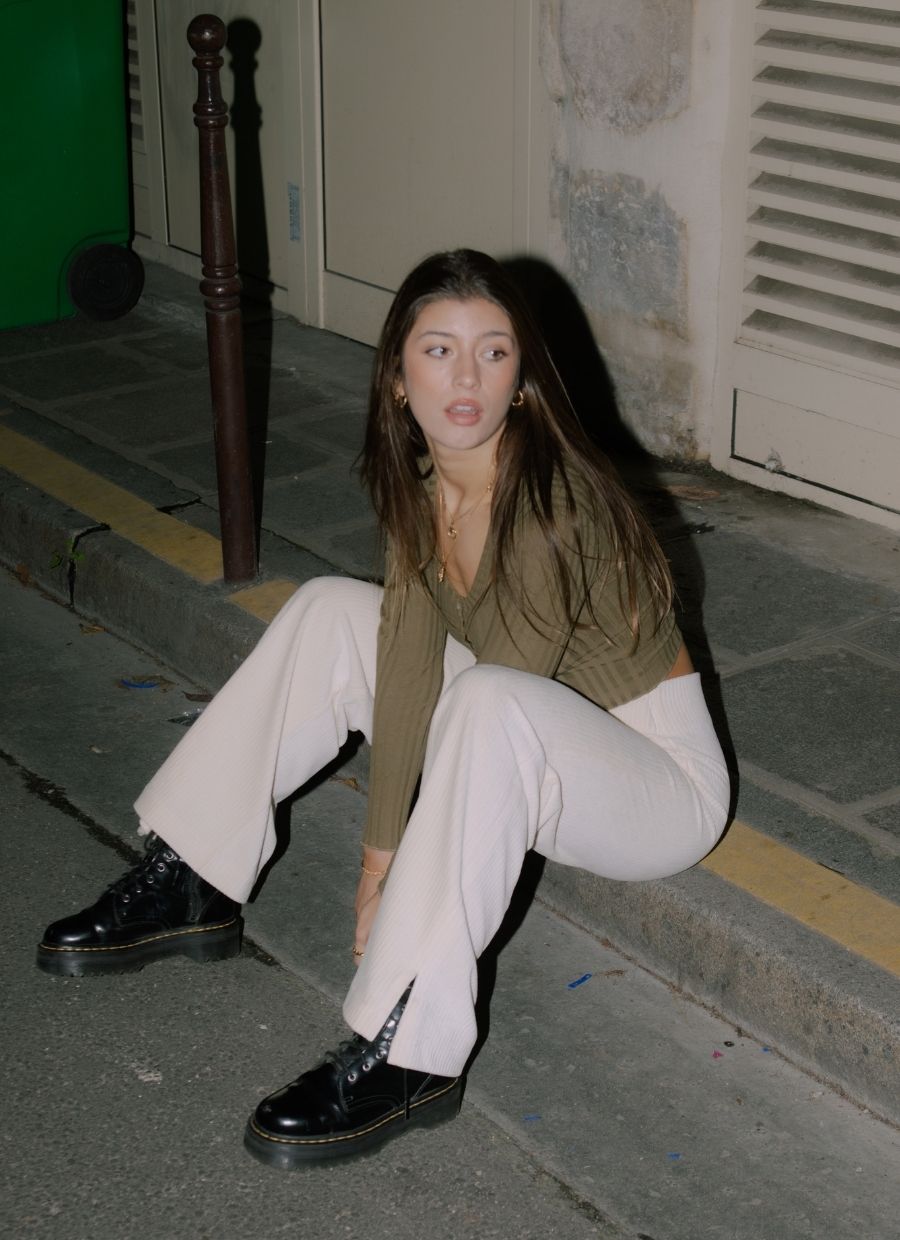 Elsa Velour Pant - Off-White - Narah Soleigh