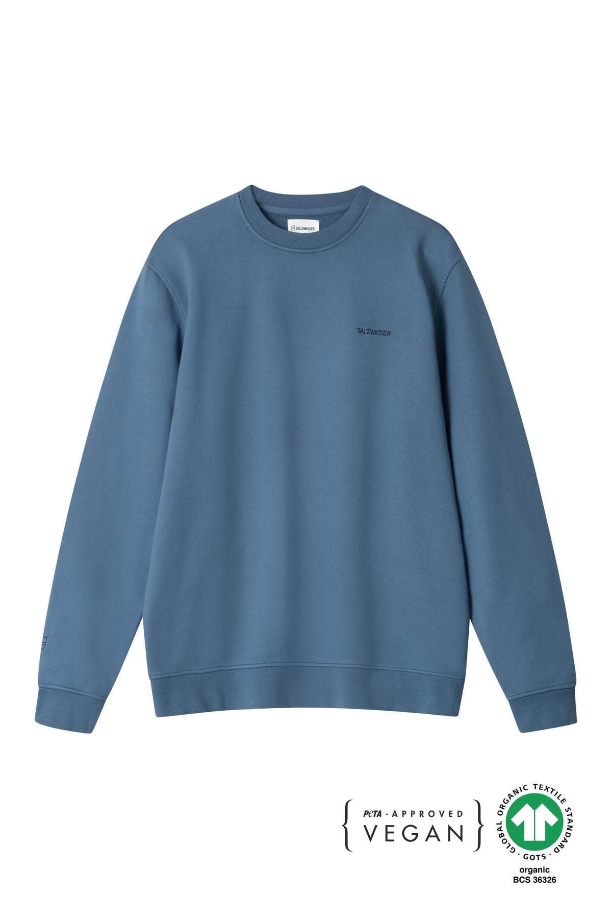 fair produzierter SALZWASSER Sweater in Indigo als Unisex Fit und PETA-zertifiziert _men _women