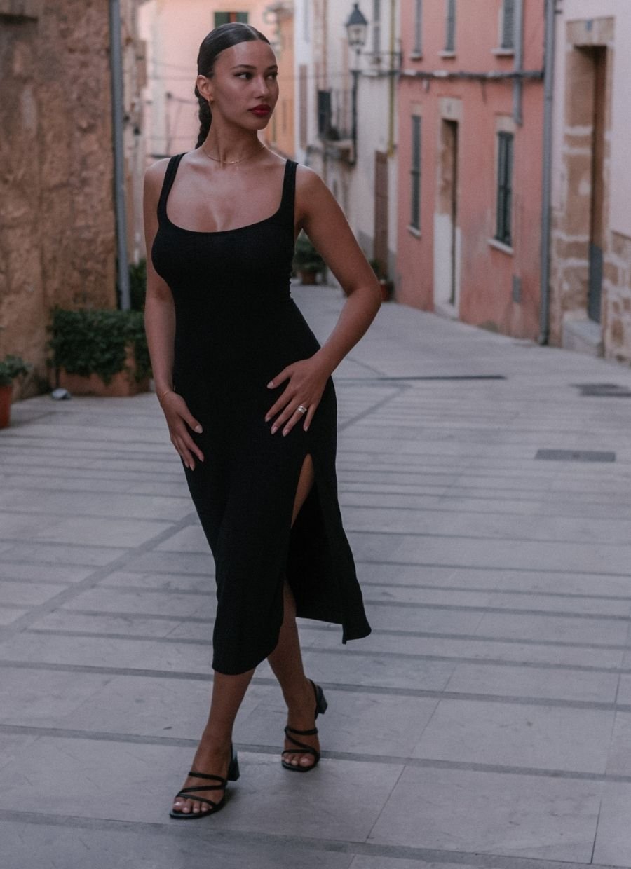 Francesca Midi Dress - Black - Narah Soleigh