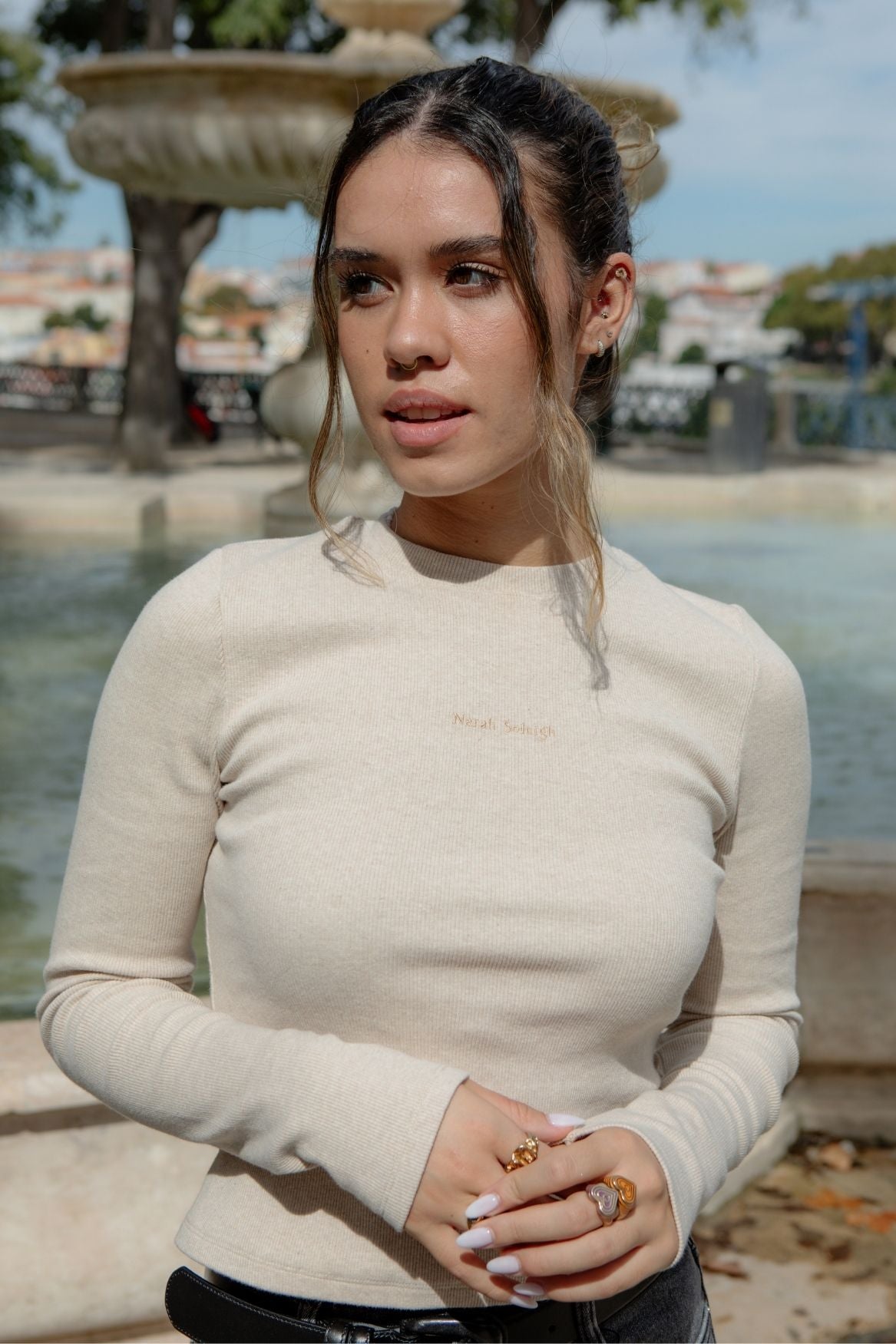 Longsleeve Lena Organic Cotton - Beige Melange von Narah Soleigh