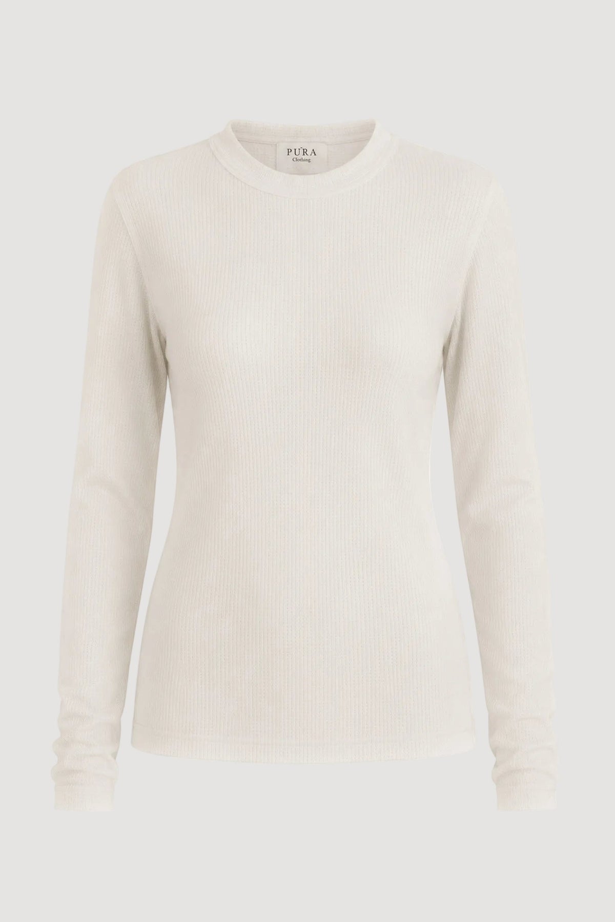 Weisses Langarmshirt Waffle aus Tencel von Pura Clothing