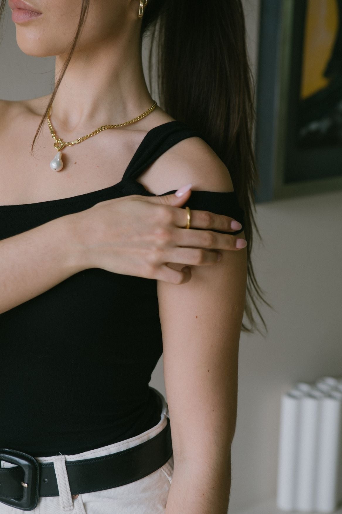 One - Shoulder Cutout Top Micro Modal - Black - Narah Soleigh | Luxe Line