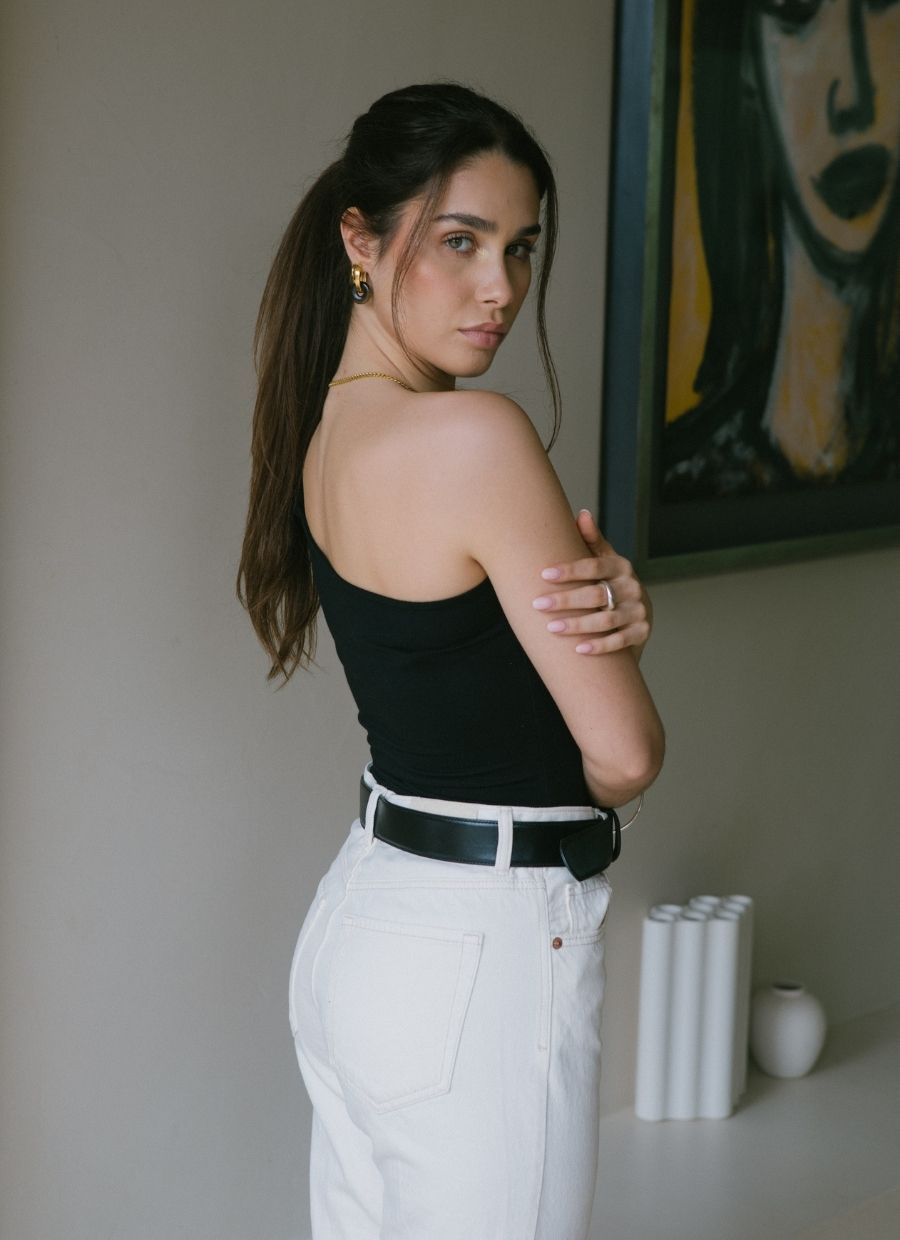 One - Shoulder Cutout Top Micro Modal - Black - Narah Soleigh | Luxe Line