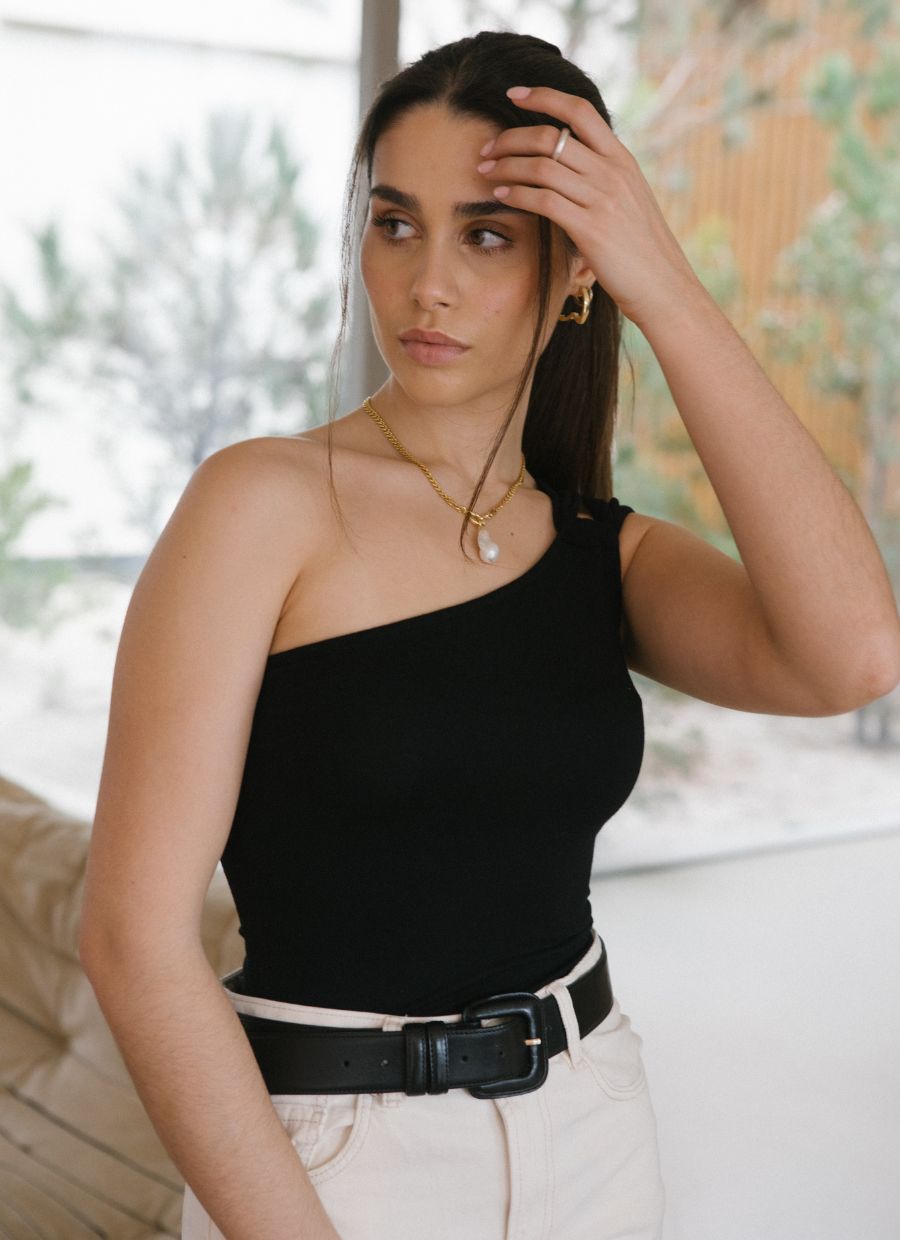 One - Shoulder Cutout Top Micro Modal - Black - Narah Soleigh | Luxe Line