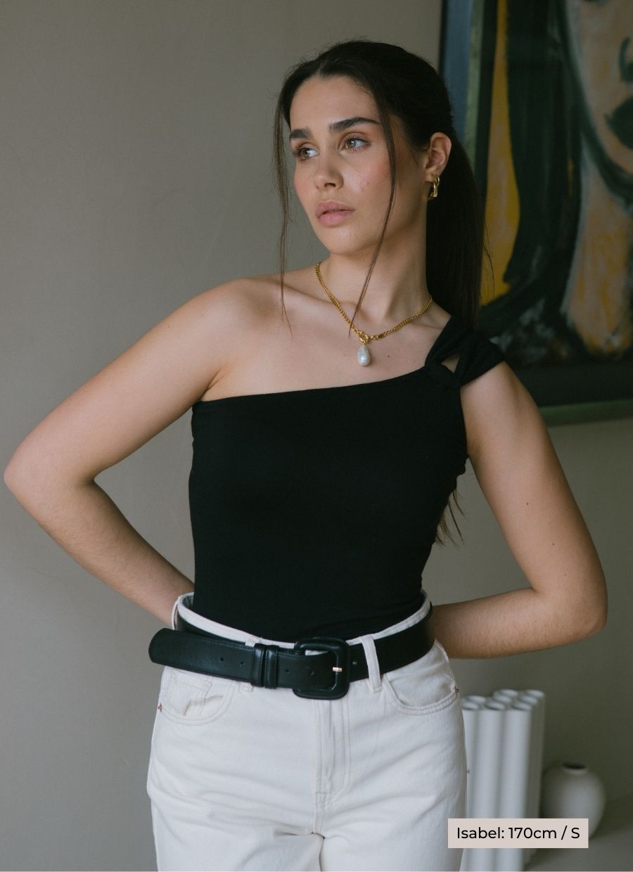 One - Shoulder Cutout Top Micro Modal - Black - Narah Soleigh | Luxe Line